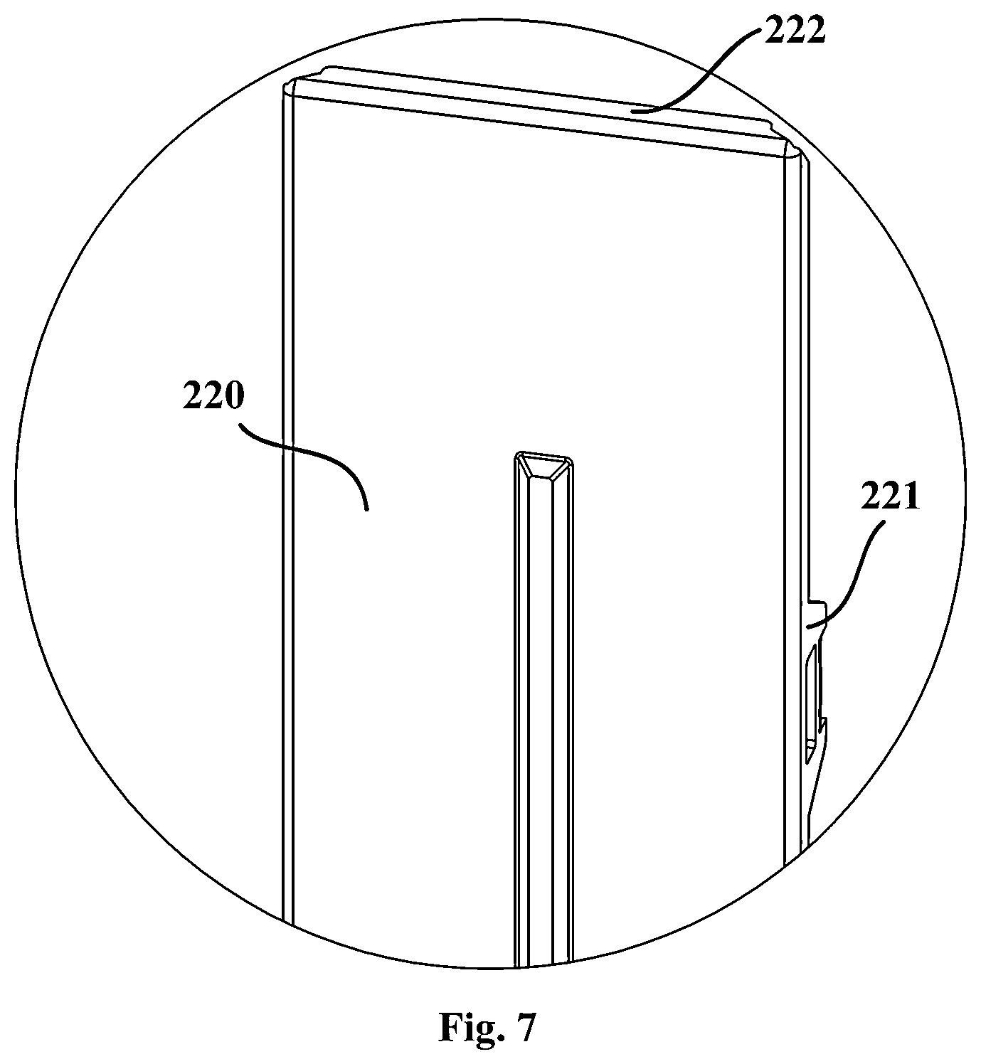 Patent US12480707 Figure 5 – Vertical beam assembly for refrigerator door and refrigerator
