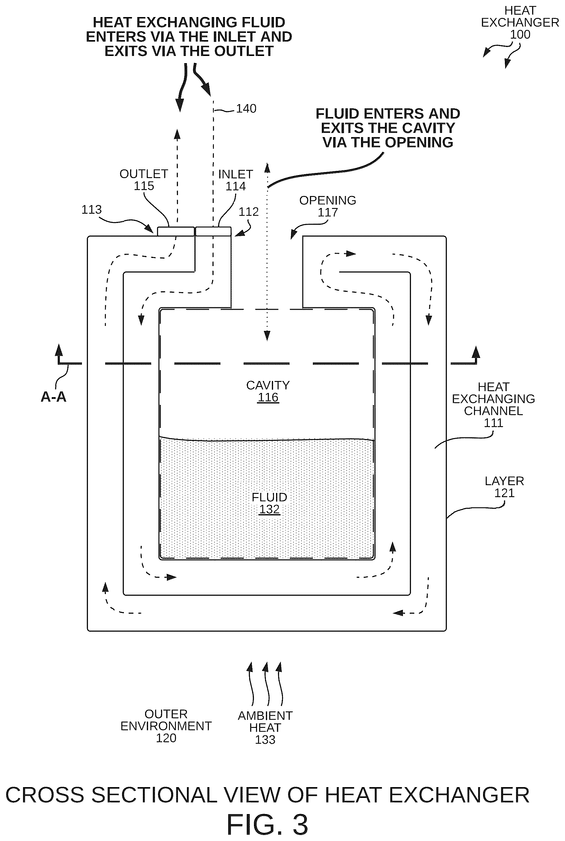 Patent US12480714 Figure 3 – Heat exchanging channel forming an internal cavity that stores cryogenic material