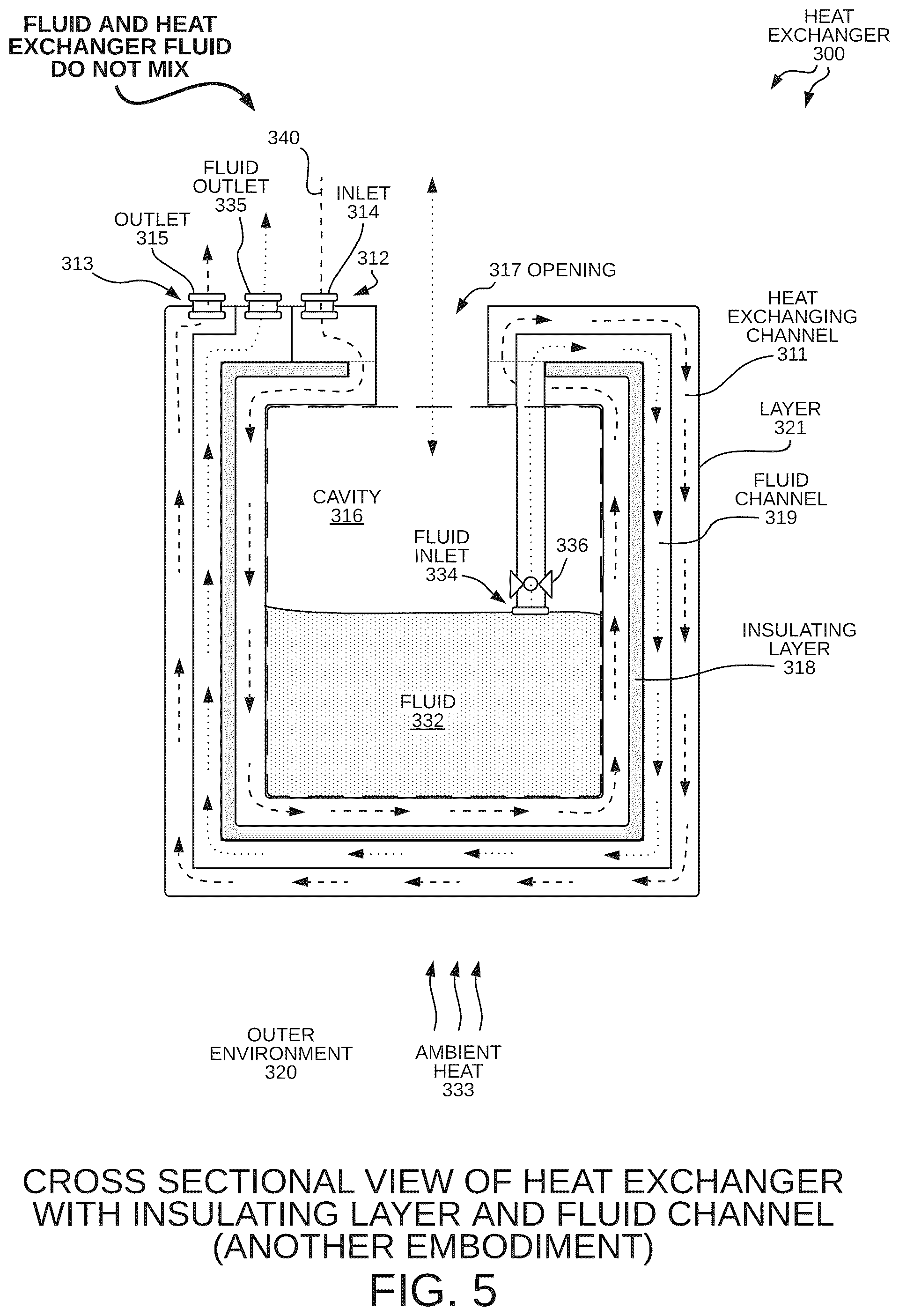 Patent US12480714 Figure 5 – Heat exchanging channel forming an internal cavity that stores cryogenic material