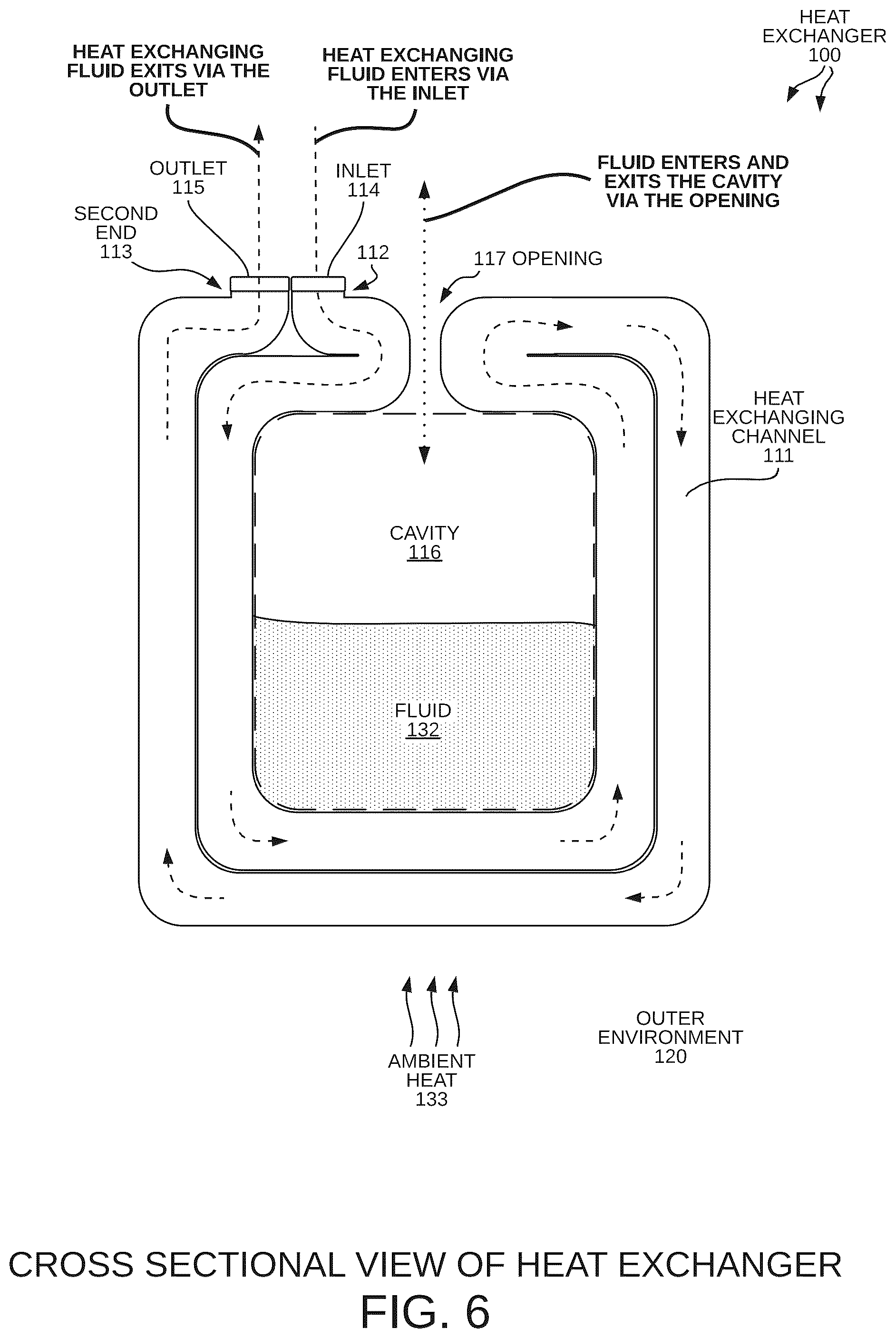 Patent US12480714 Figure 6 – Heat exchanging channel forming an internal cavity that stores cryogenic material