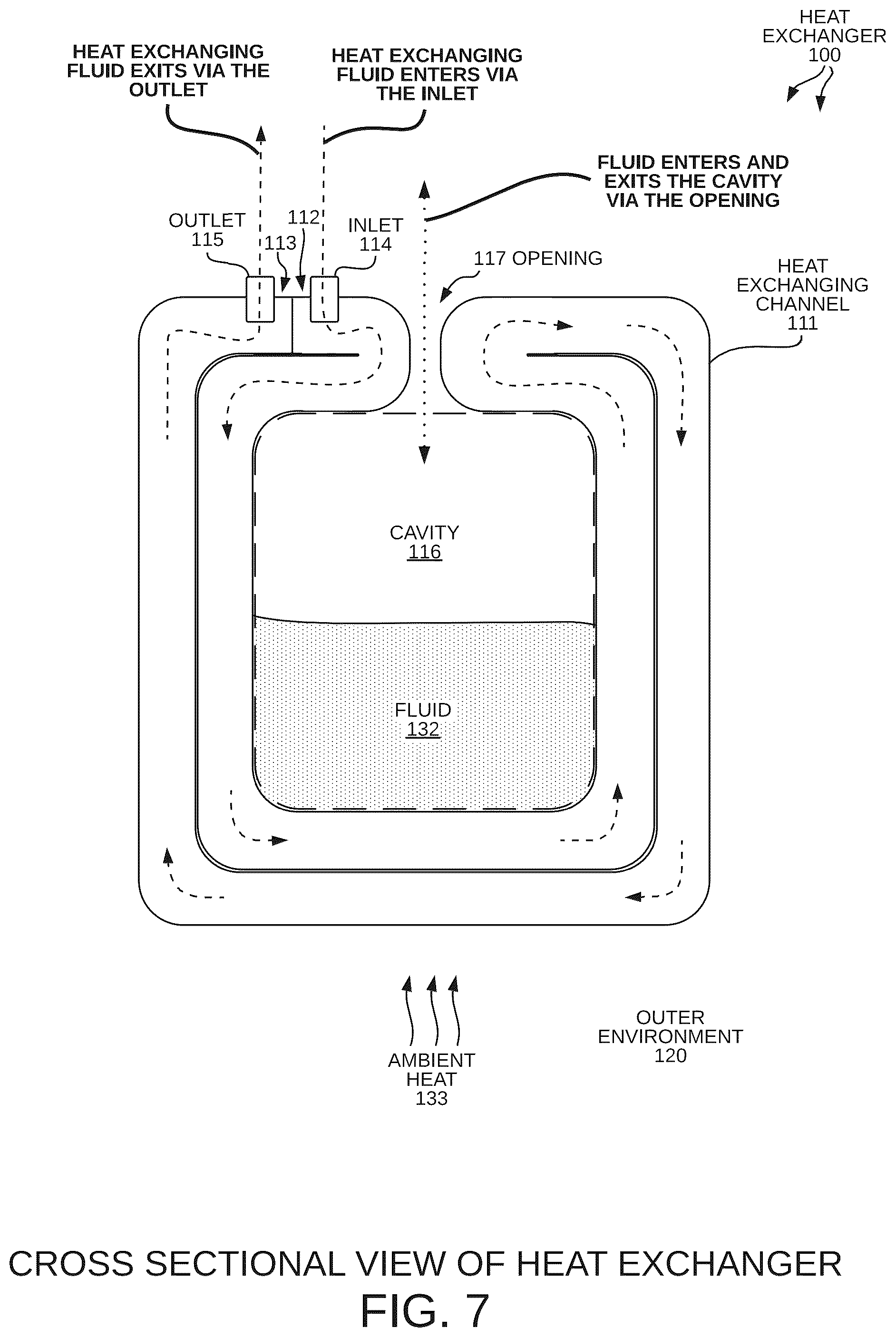 Patent US12480714 Figure 7 – Heat exchanging channel forming an internal cavity that stores cryogenic material