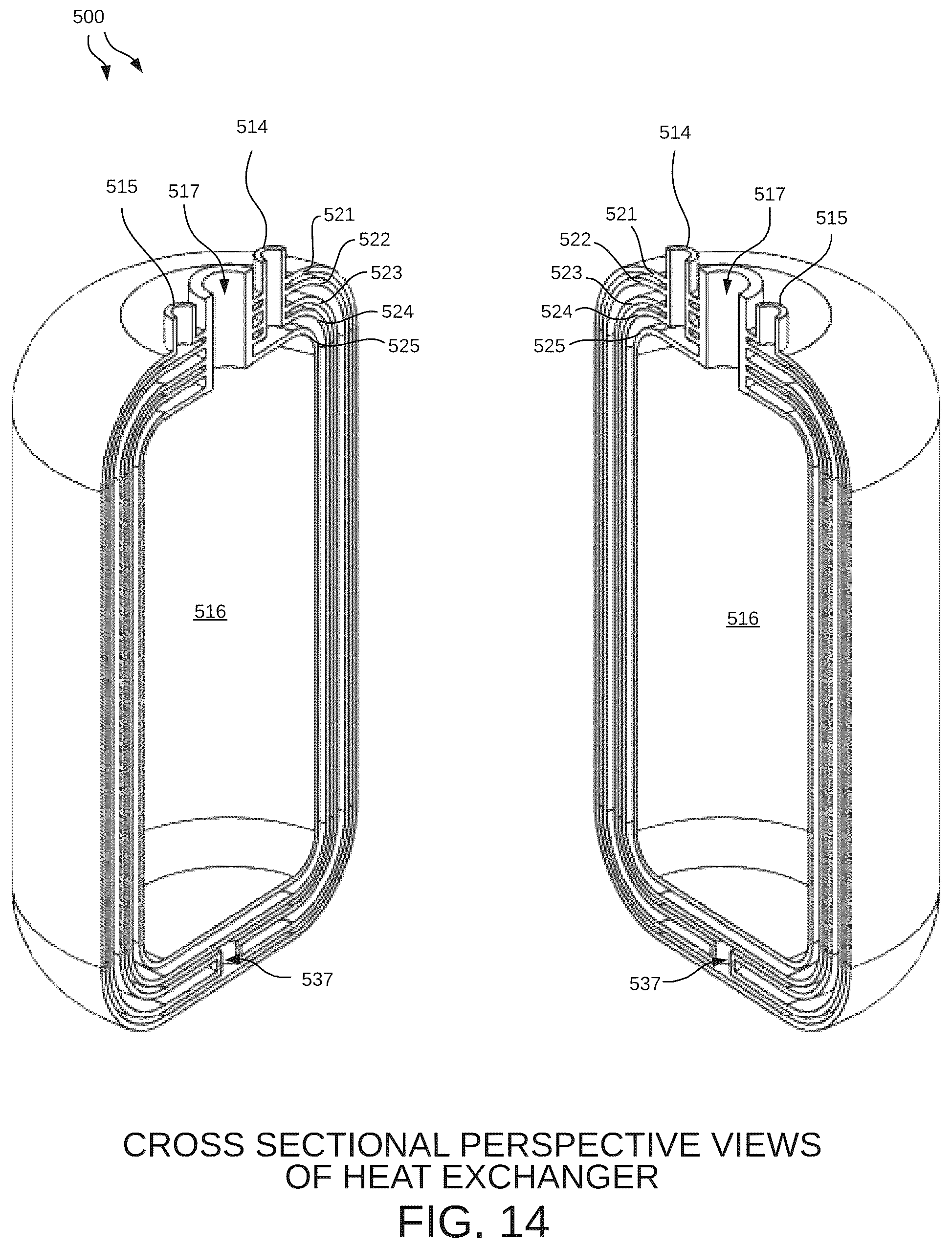 Patent US12480714 Figure 14 – Heat exchanging channel forming an internal cavity that stores cryogenic material
