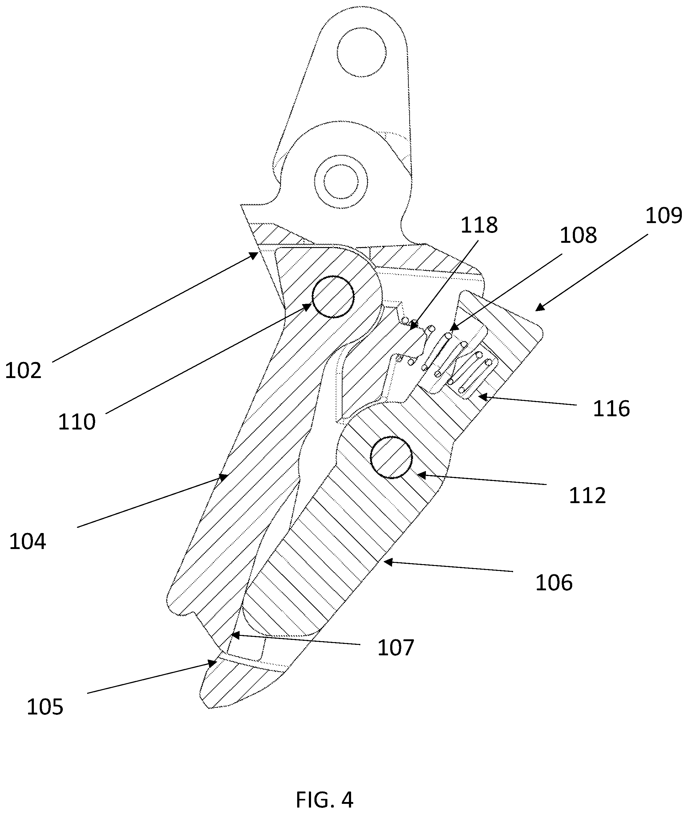 Patent US12480728 Figure 4 – Firearm trigger with safety blade