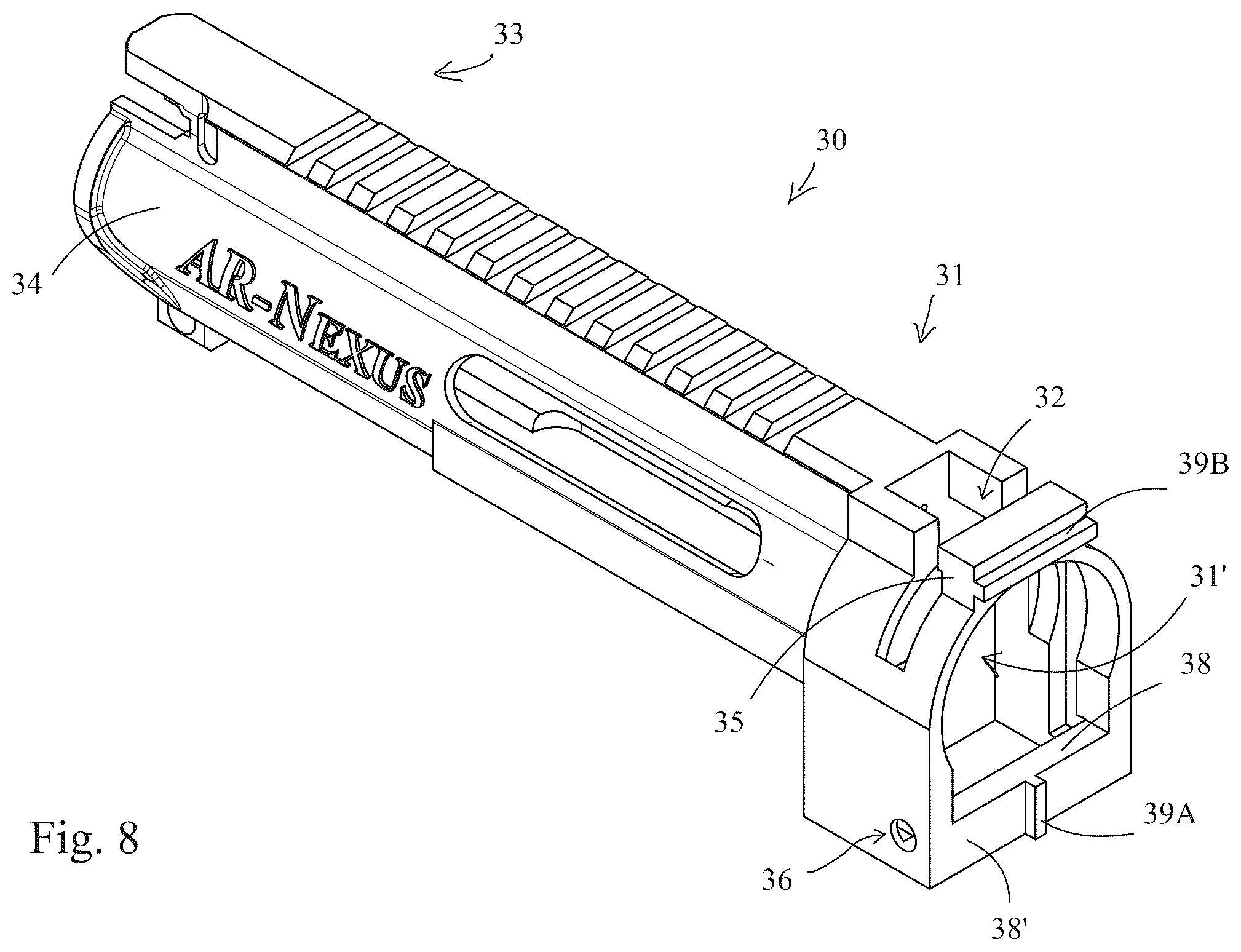 Patent US12480729 Figure 8 – Firearms, systems, and methods for quick connection of a barrel to a firearm