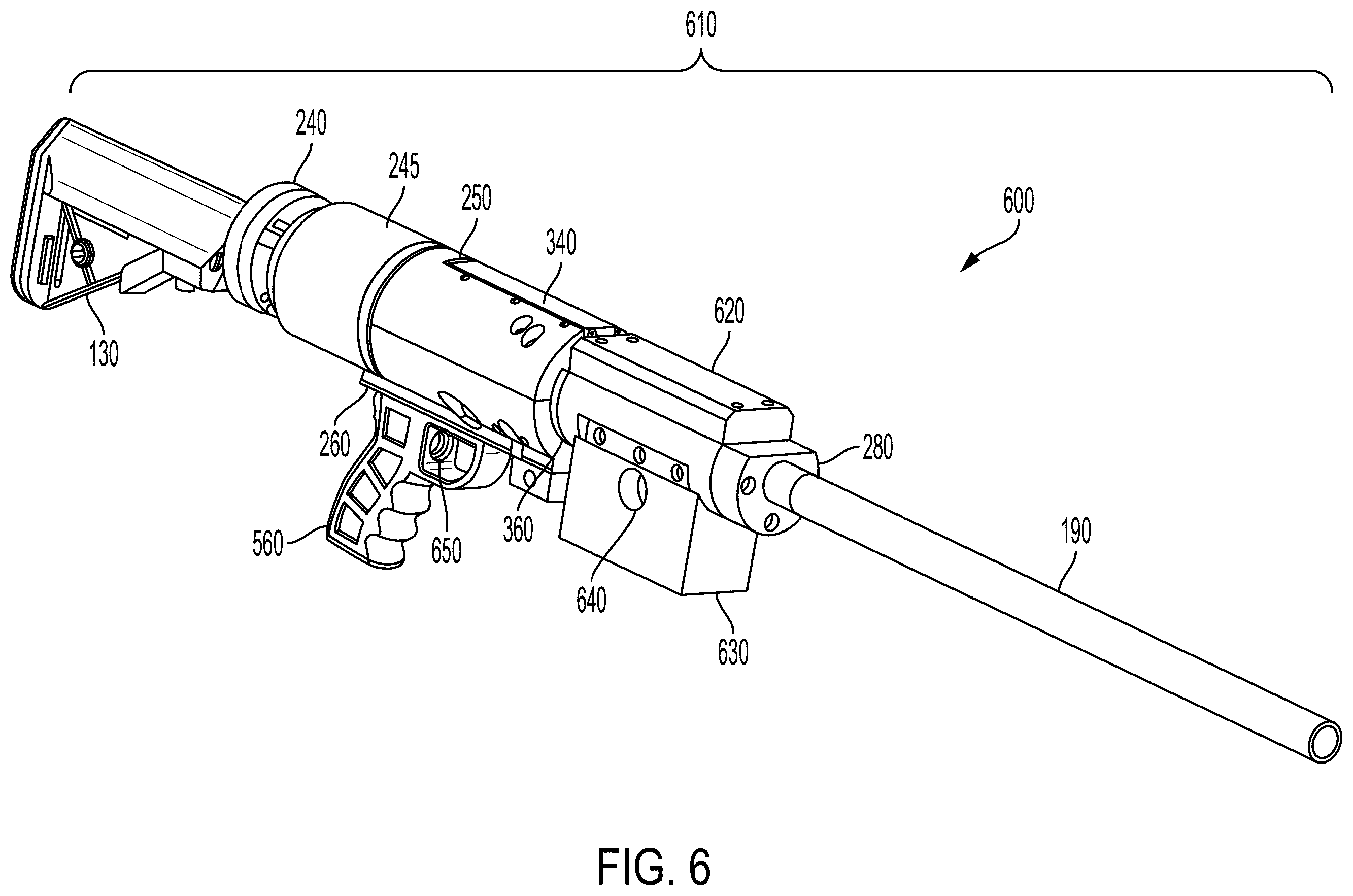 Patent US12480736 Figure 3 – Pneumatic rifle for alternative ammunition