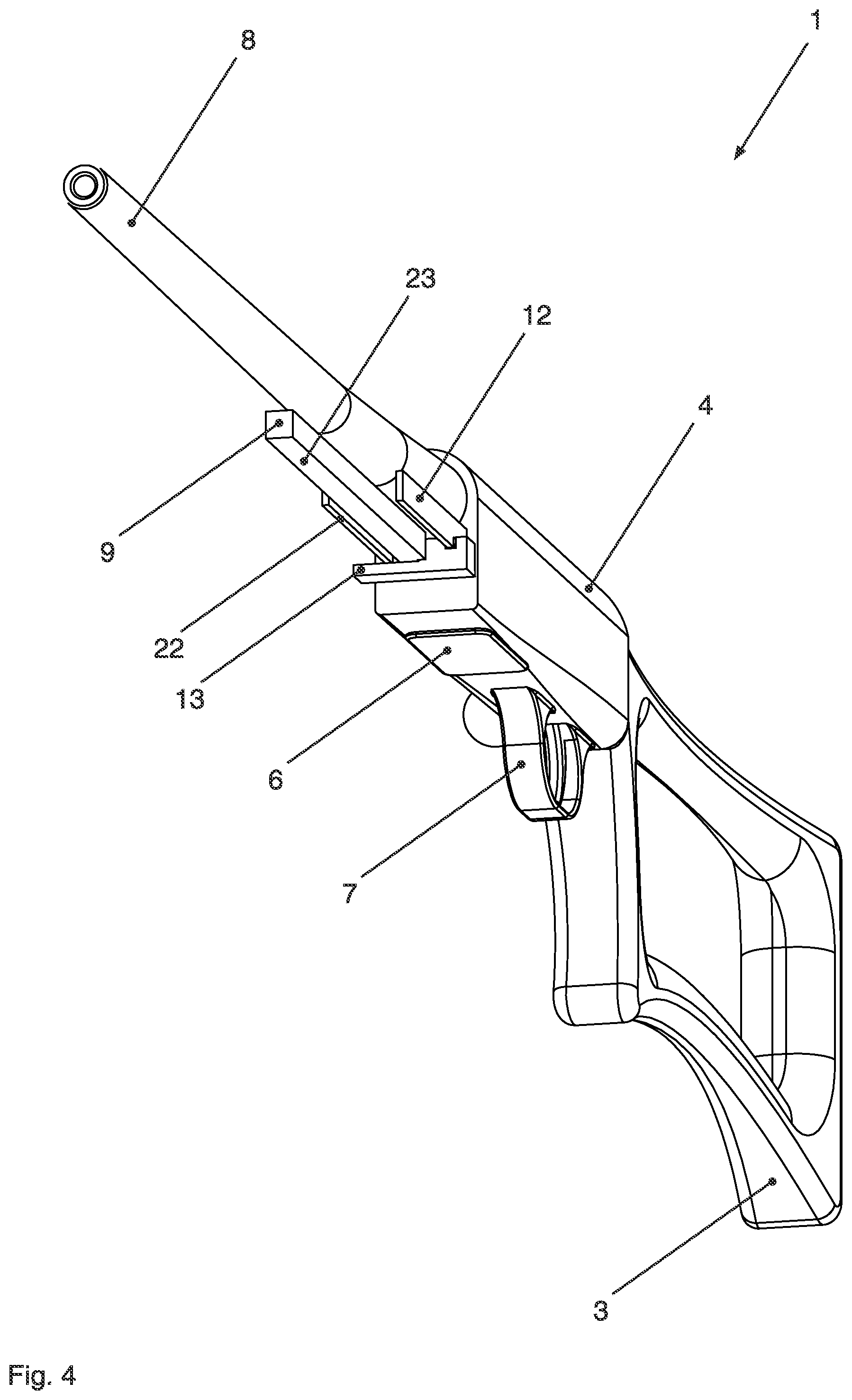 Patent US12480739 Figure 4 – Repeating firearm