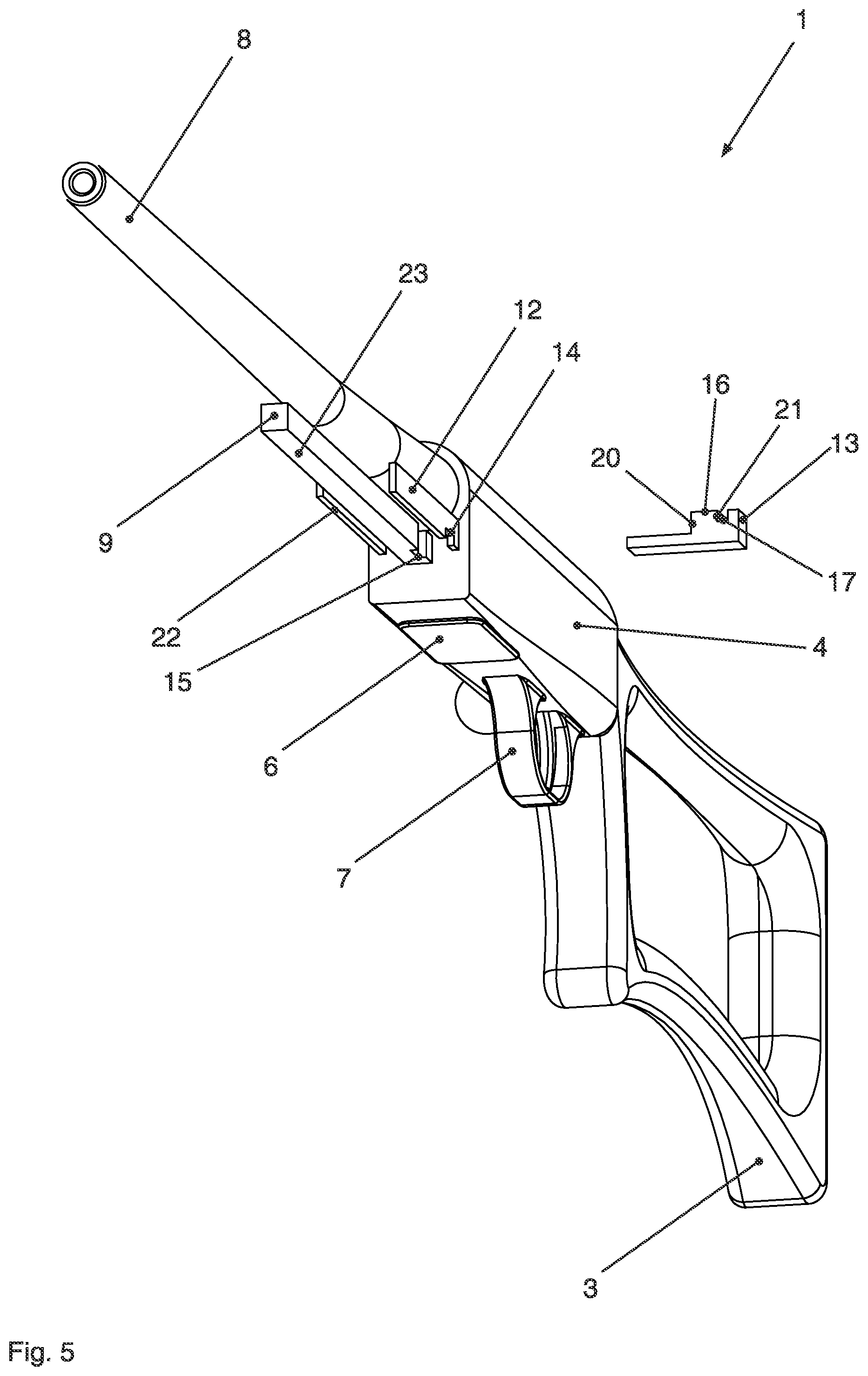 Patent US12480739 Figure 5 – Repeating firearm