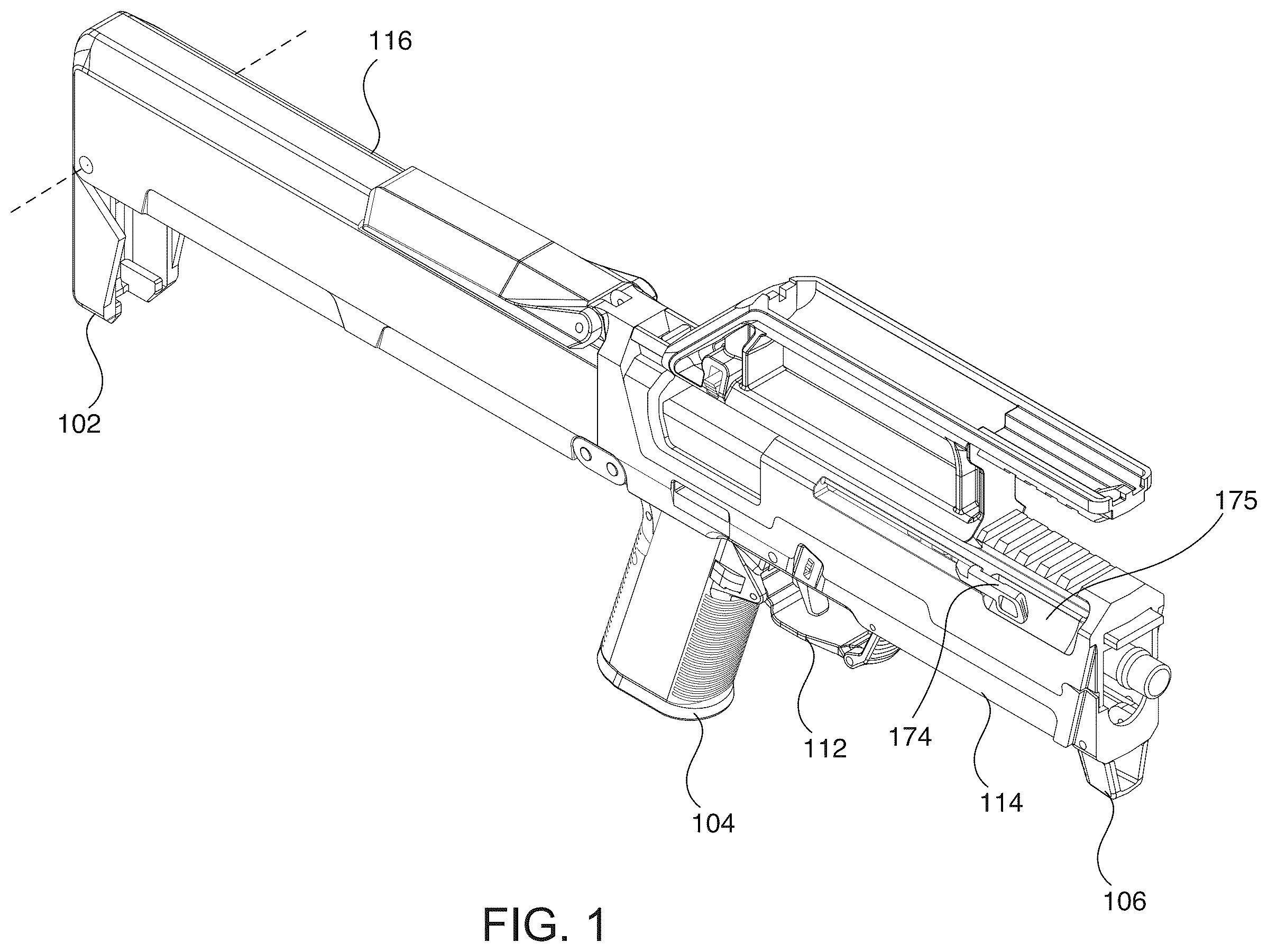 Patent US12480740 — Two-part folding trigger for a folding firearm — Figure 1