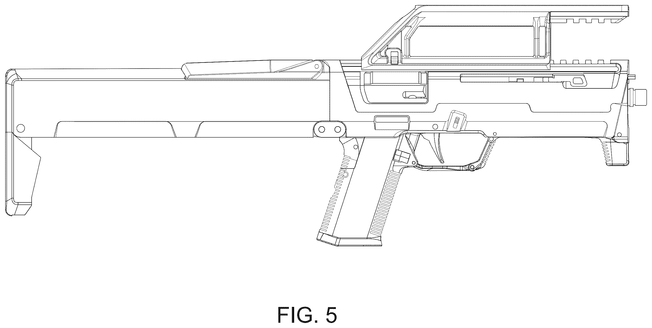 Patent US12480740 Figure 5 – Two-part folding trigger for a folding firearm