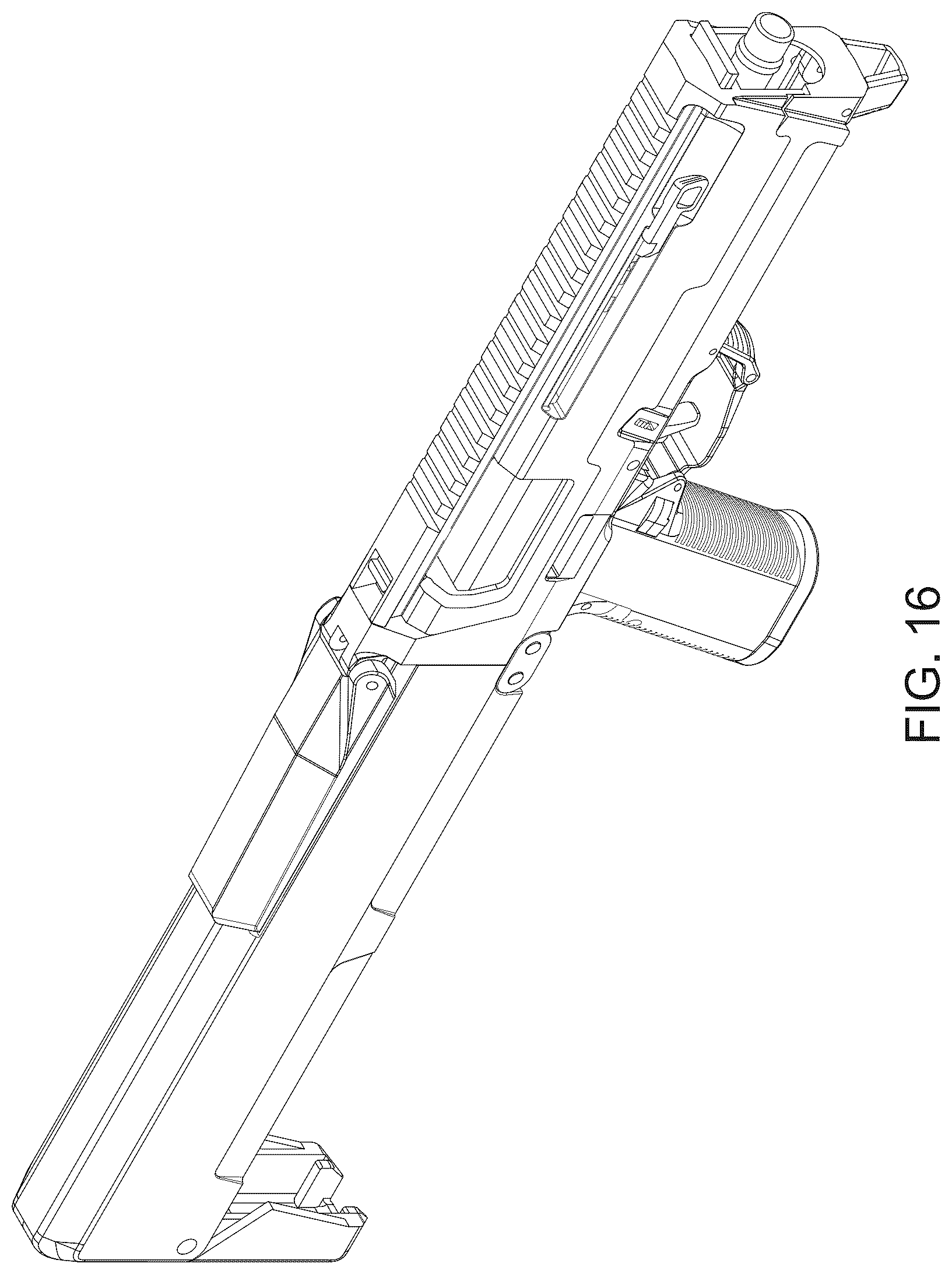 Patent US12480740 Figure 16 – Two-part folding trigger for a folding firearm