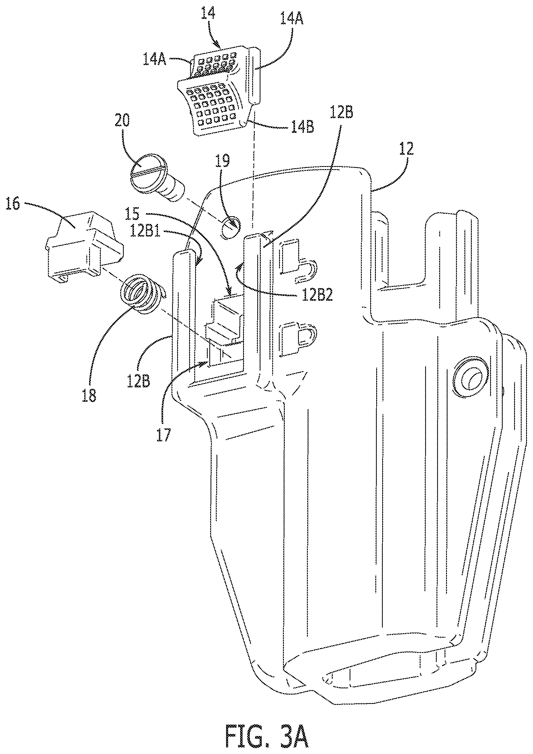 Patent US12480741 Figure 2 – Toggle locking mechanism for a firearm holster