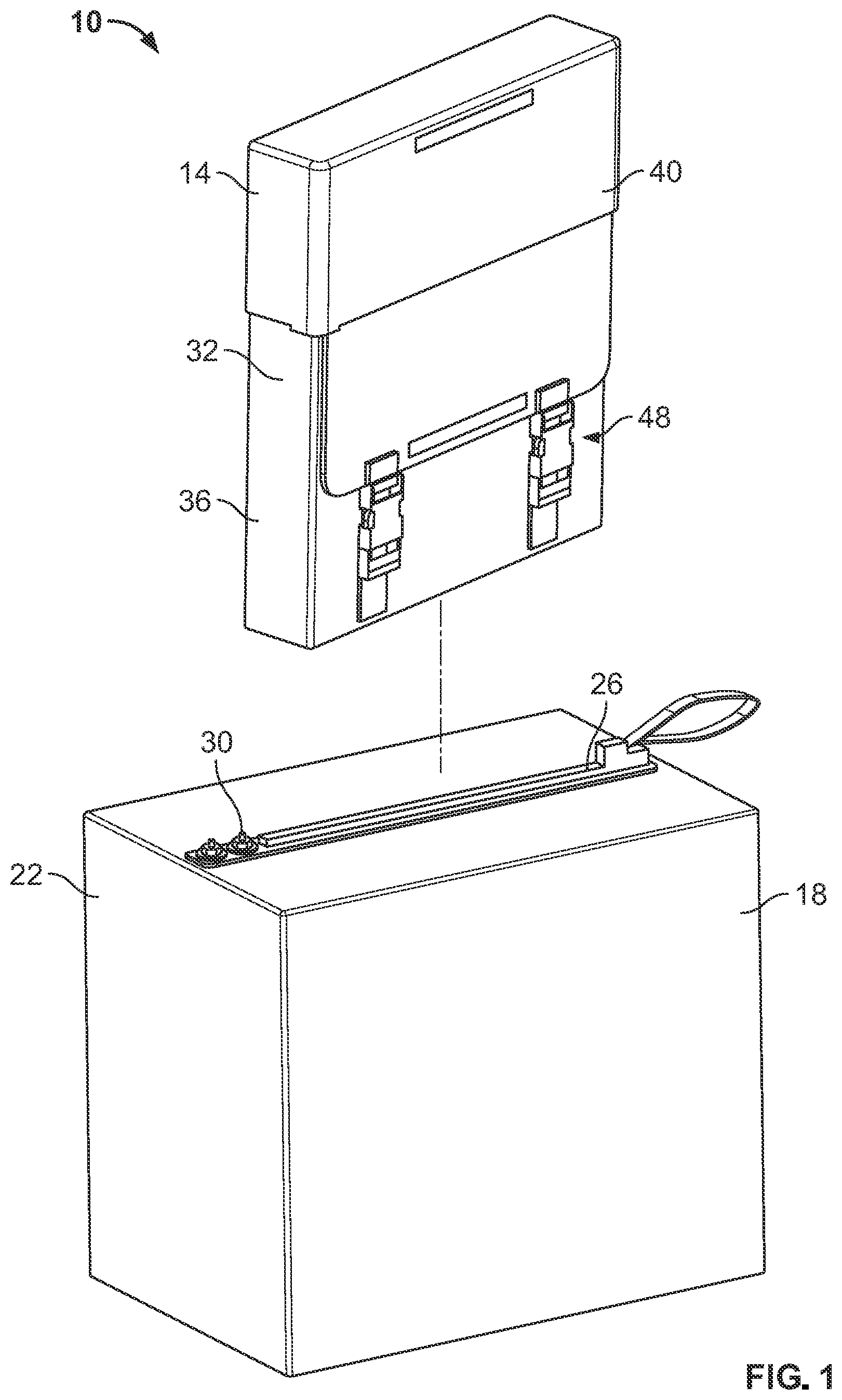 Patent US12480753 Figure 1 – Method and assembly for containing a hazardous object