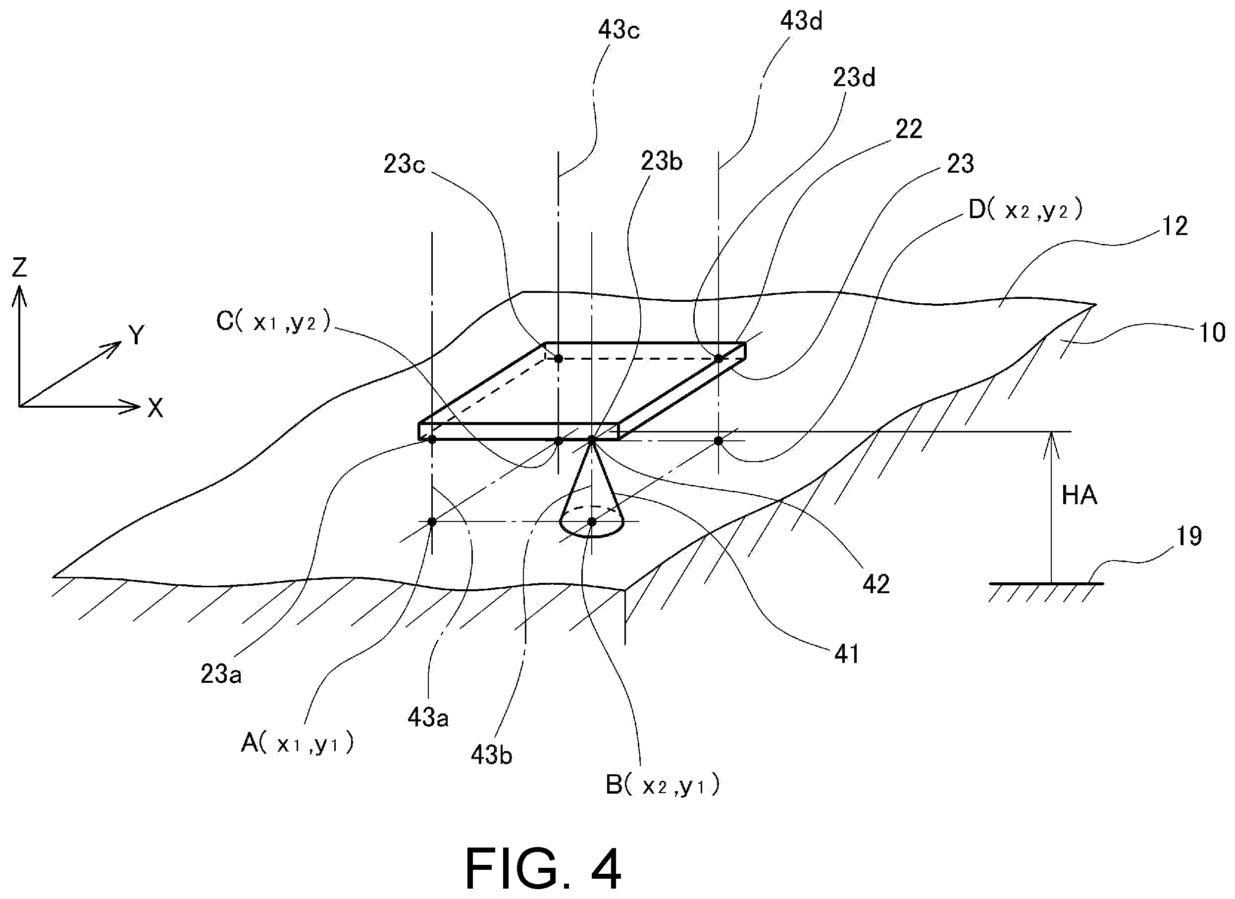 Patent US12480762 Figure 4 – Mounting device, and method for detecting degree of parallelism of mounting device
