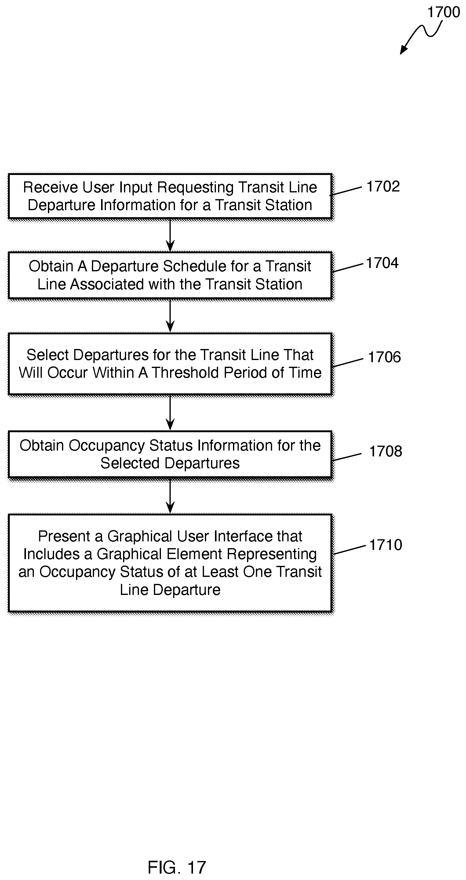 Patent US12480778 Figure 17 – Presenting transit alight notifications
