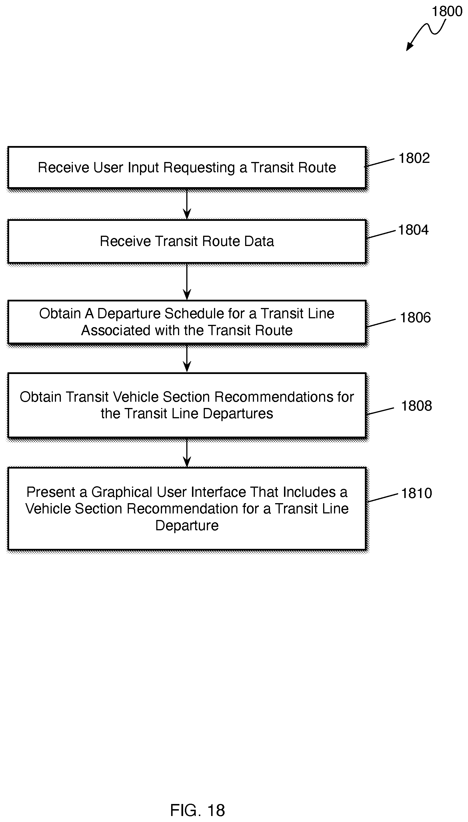 Patent US12480778 Figure 18 – Presenting transit alight notifications