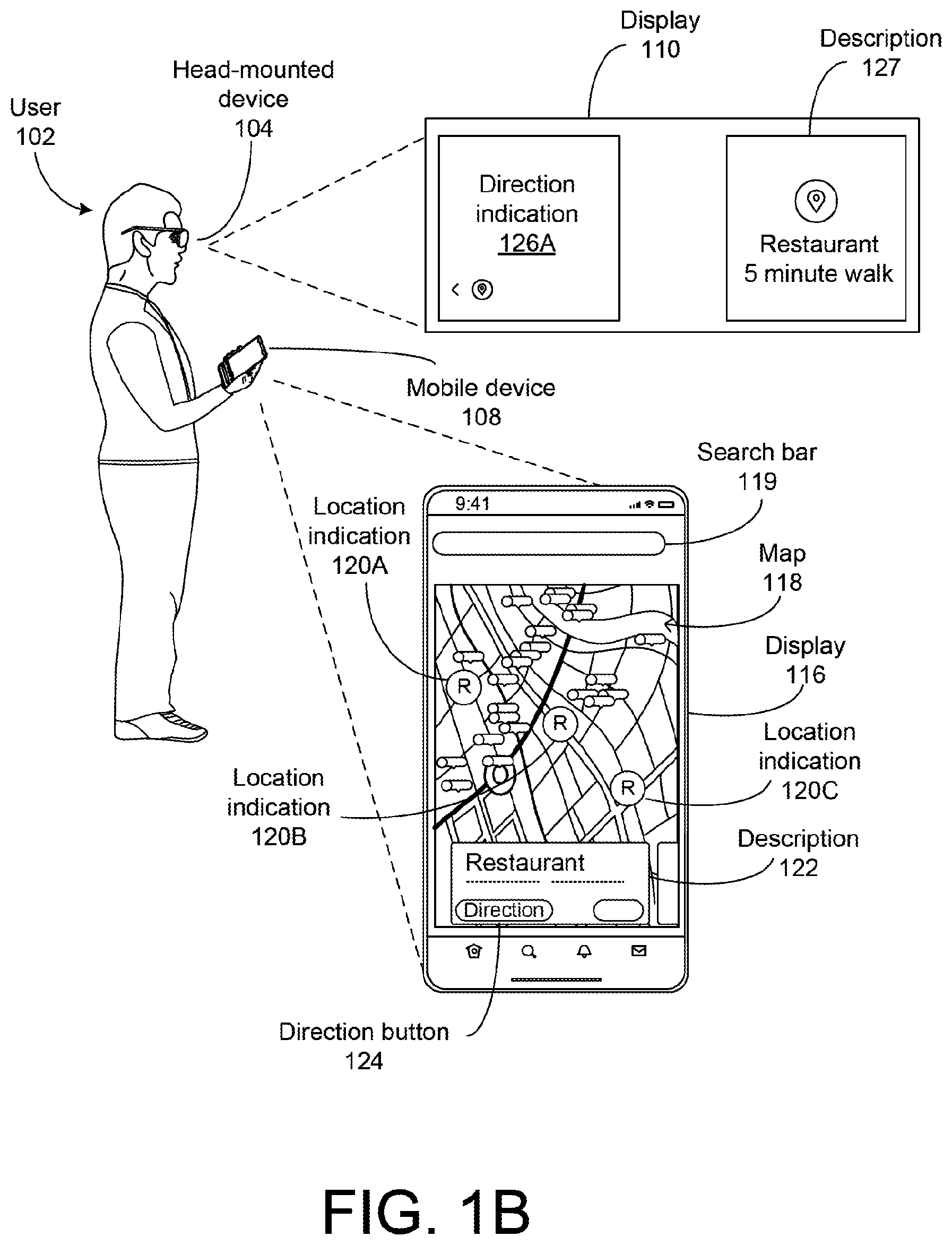Patent US12480780 Figure 2 – Navigating with mobile device and head-worn device