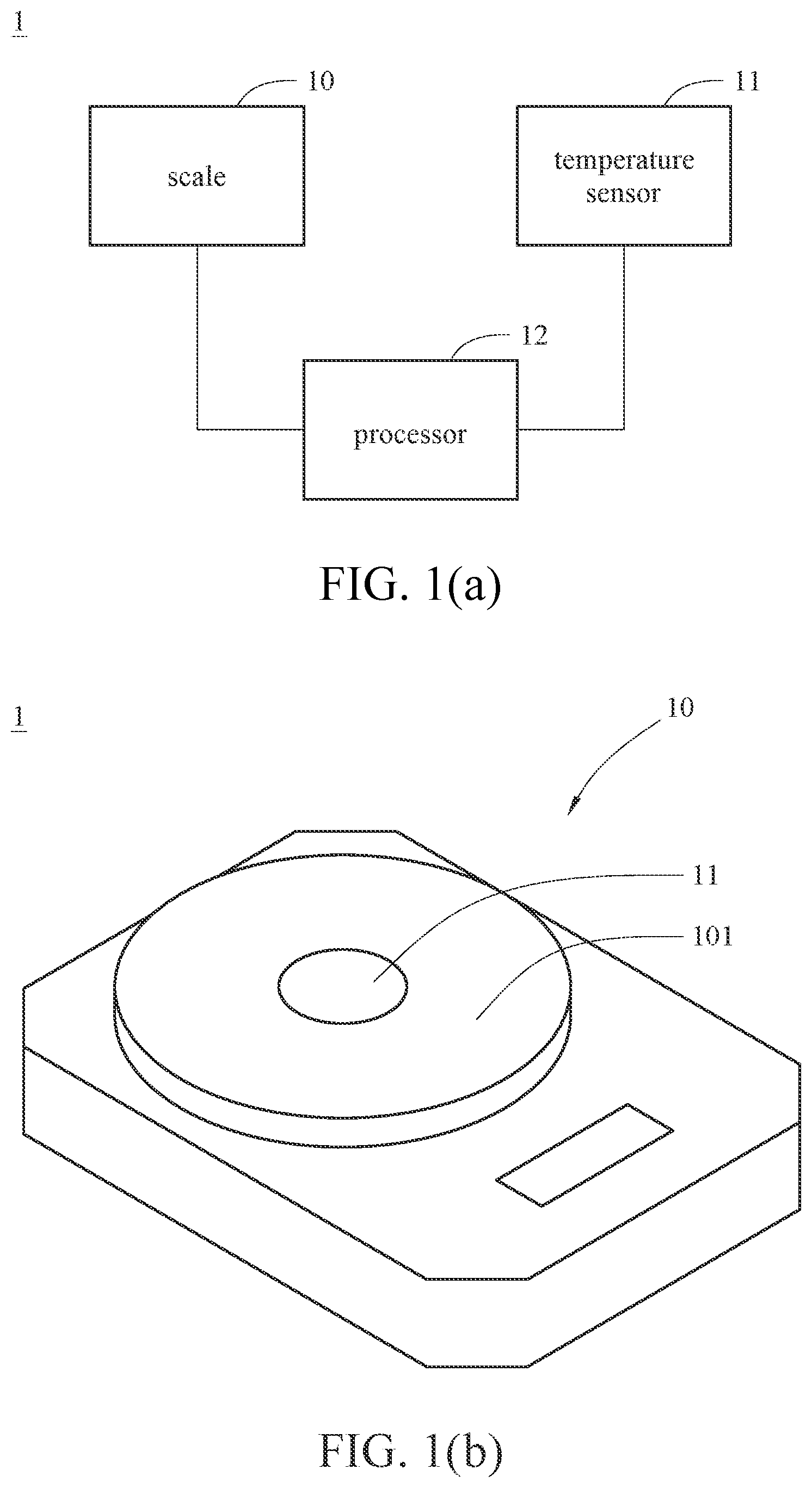 Patent US12480805 Figure 1 – Weighing device with temperature sensing function and temperature compensation method thereof