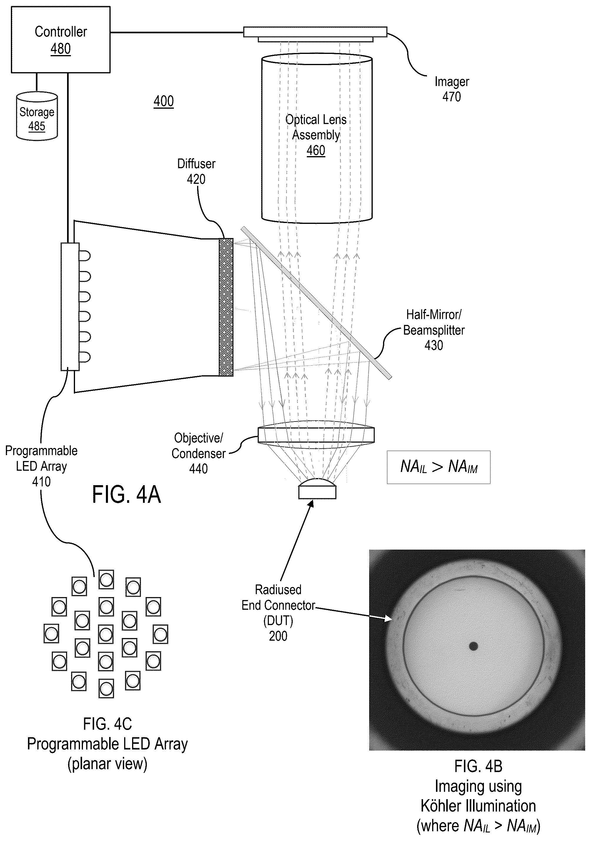 Patent US12480839 Figure 3 – Köhler illumination system for inspection of radiused end connectors