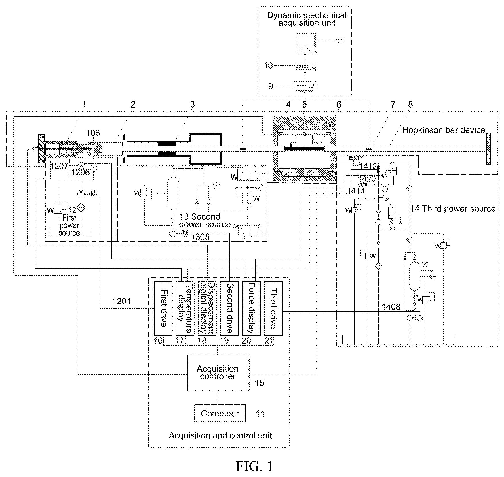 Patent US12480852 — Pretension and tensile impact test apparatus capable of simulating full-sea-depth environment — Figure 1