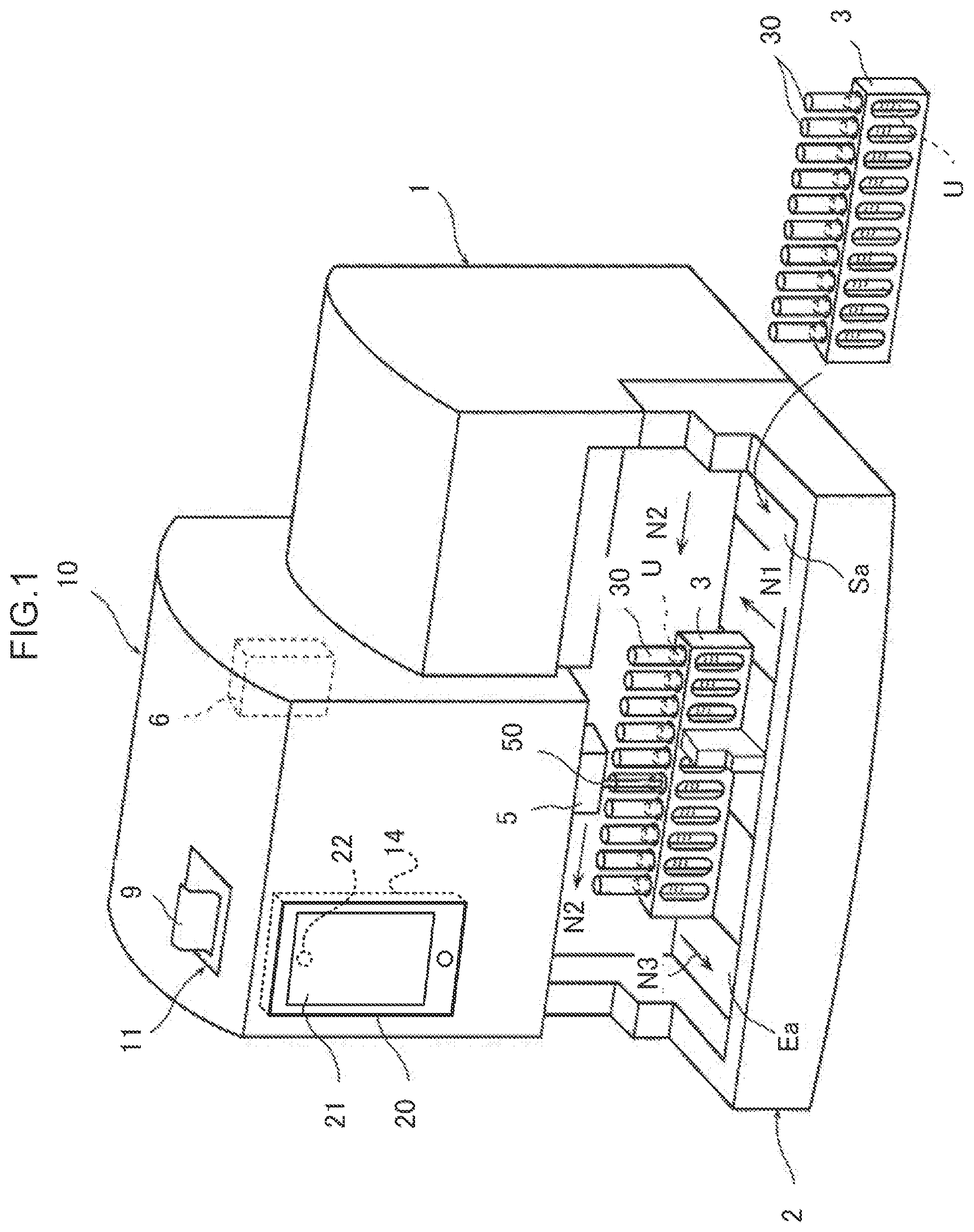 Patent US12480883 Figure 1 – Analysis device for determining a particular component of urine