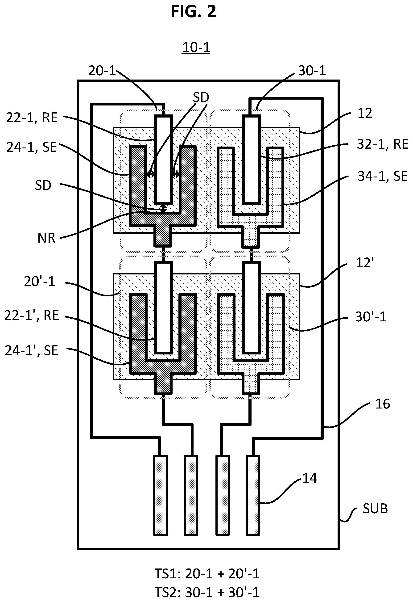 Patent US12480908 Figure 2 – Solid state multi-electrode sensor array for real-time monitoring of multi-gas mixtures