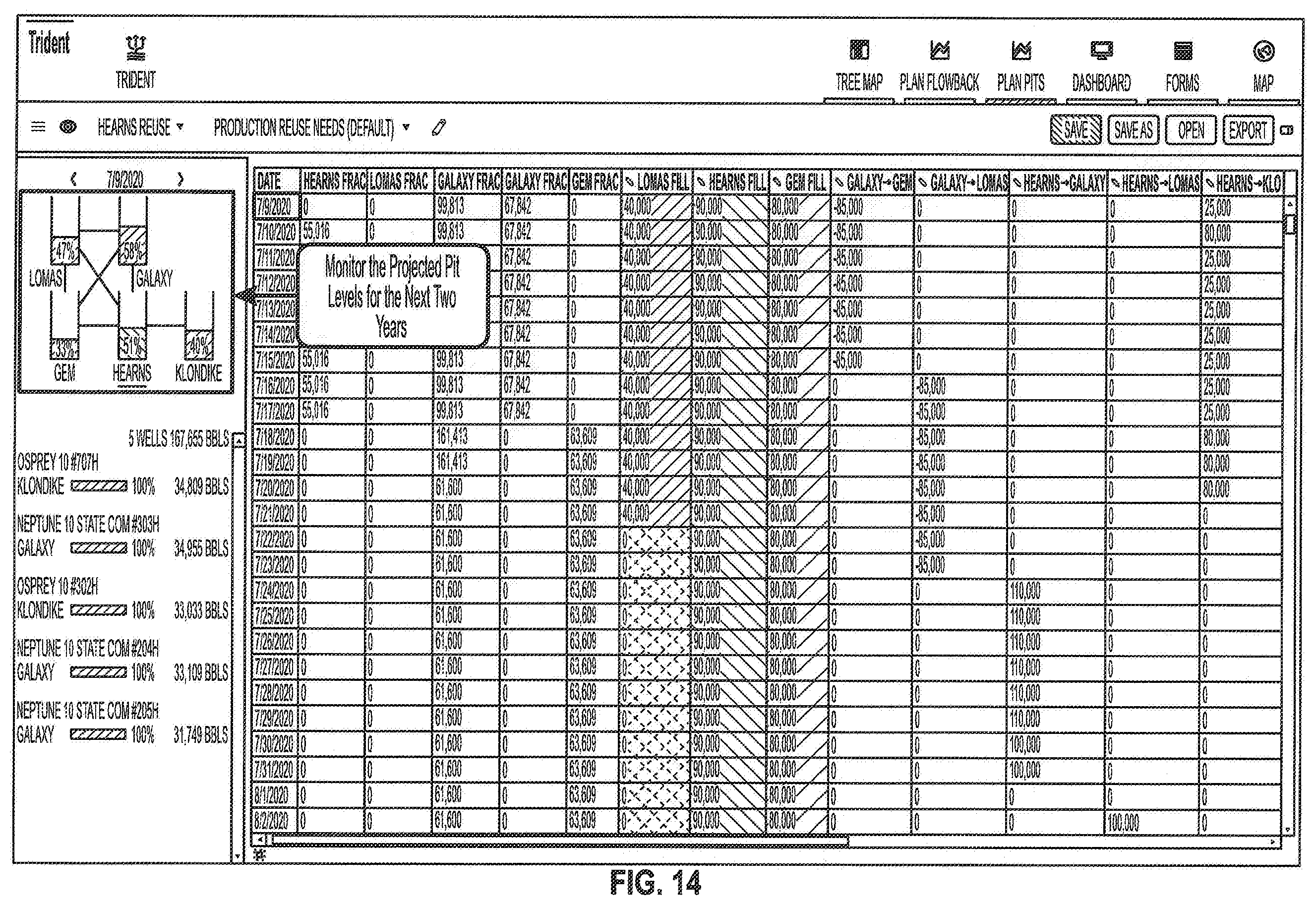 Patent US12480927 Figure 14 – Water usage monitor and tracking
