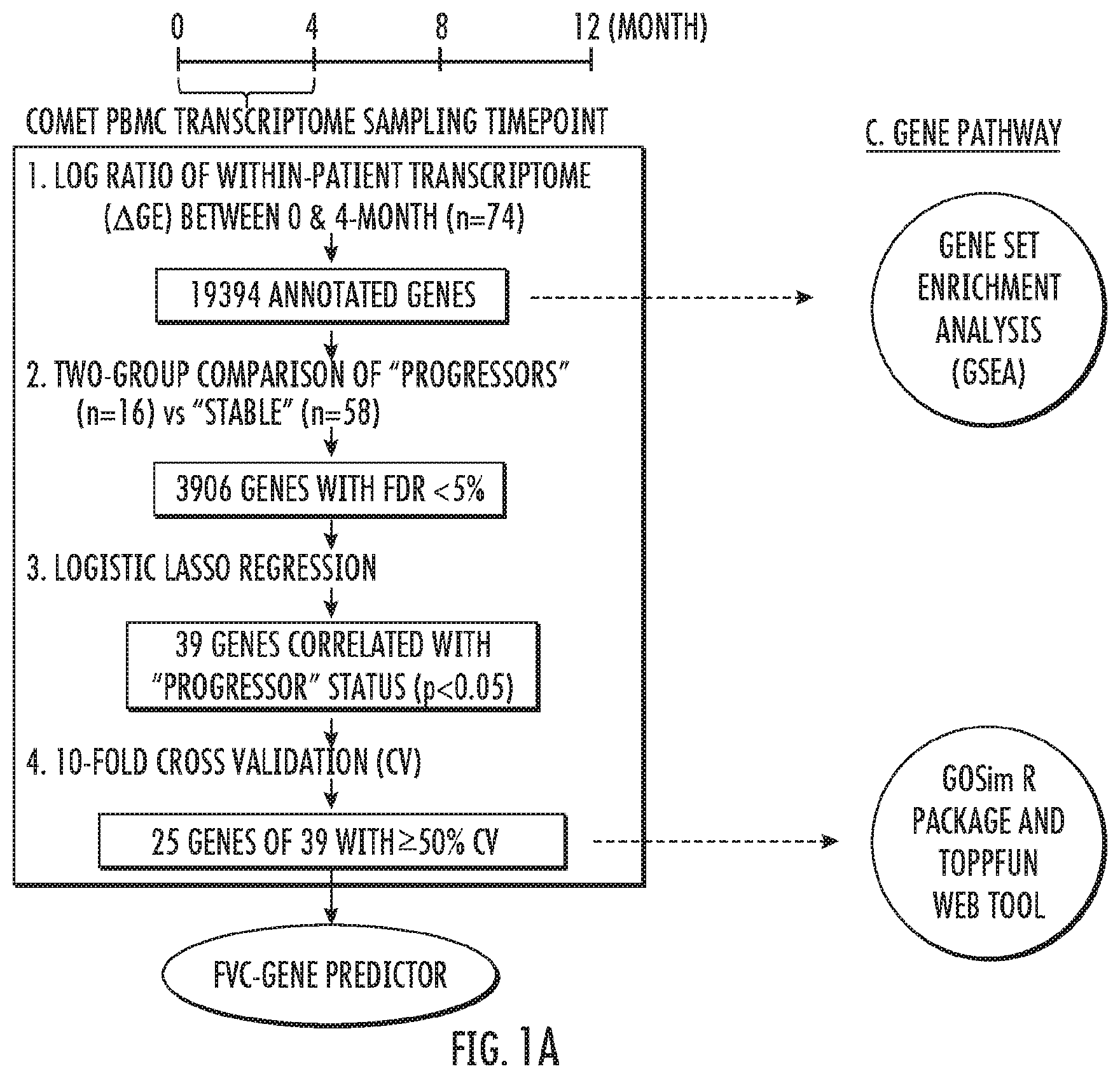 Patent US12480960 Figure 1 – Compositions and methods for predicting lung function decline in idiopathic pulmonary fibrosis