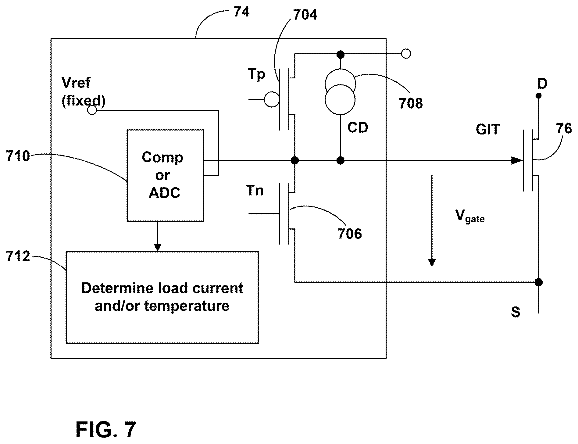 Patent US12480980 Figure 6 – Techniques and driver circuits configured to monitor load current through a gate injection transistor (GIT)