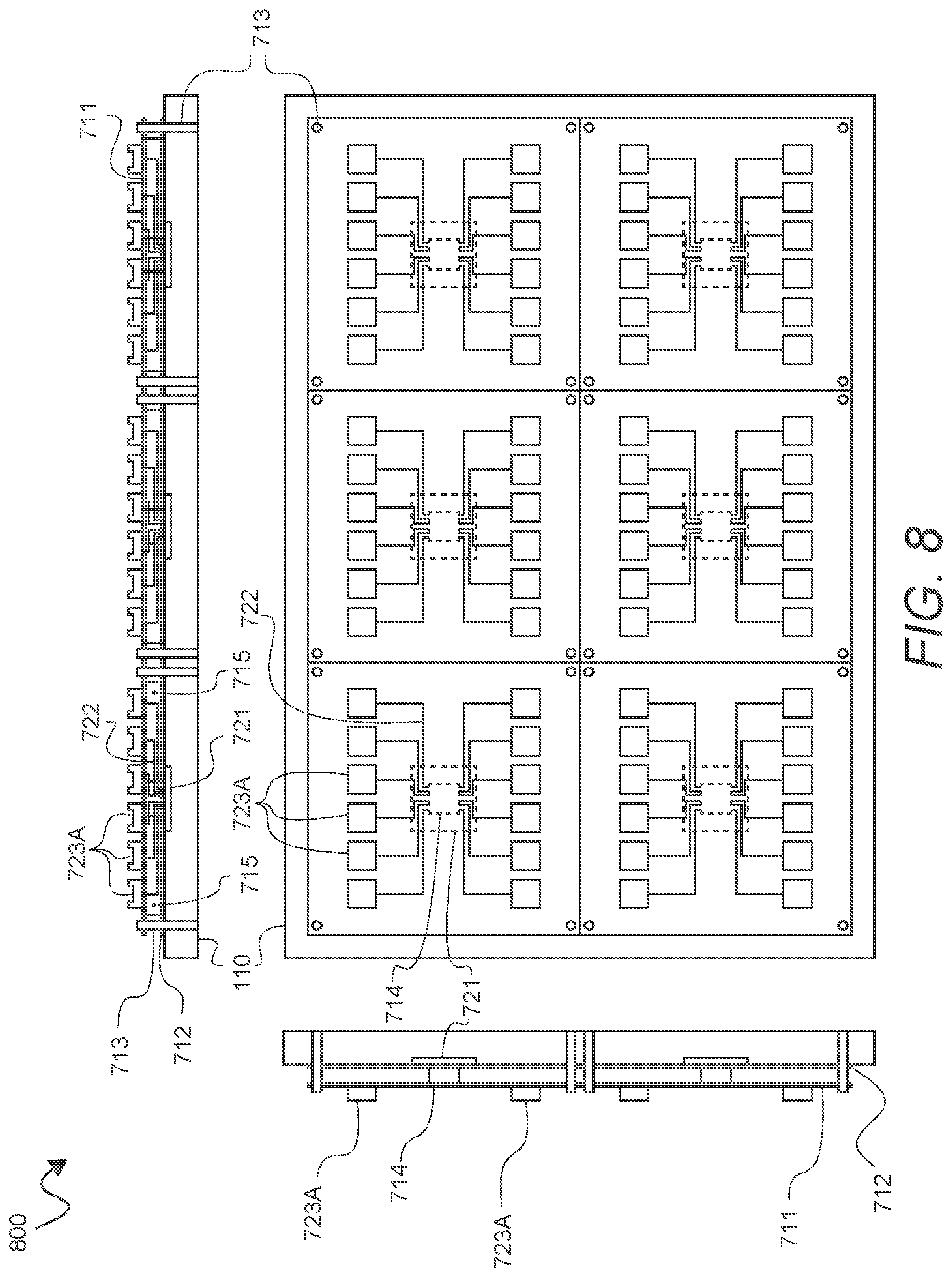 Patent US12480985 Figure 10 – Multiple tile two-layered motherboard tester