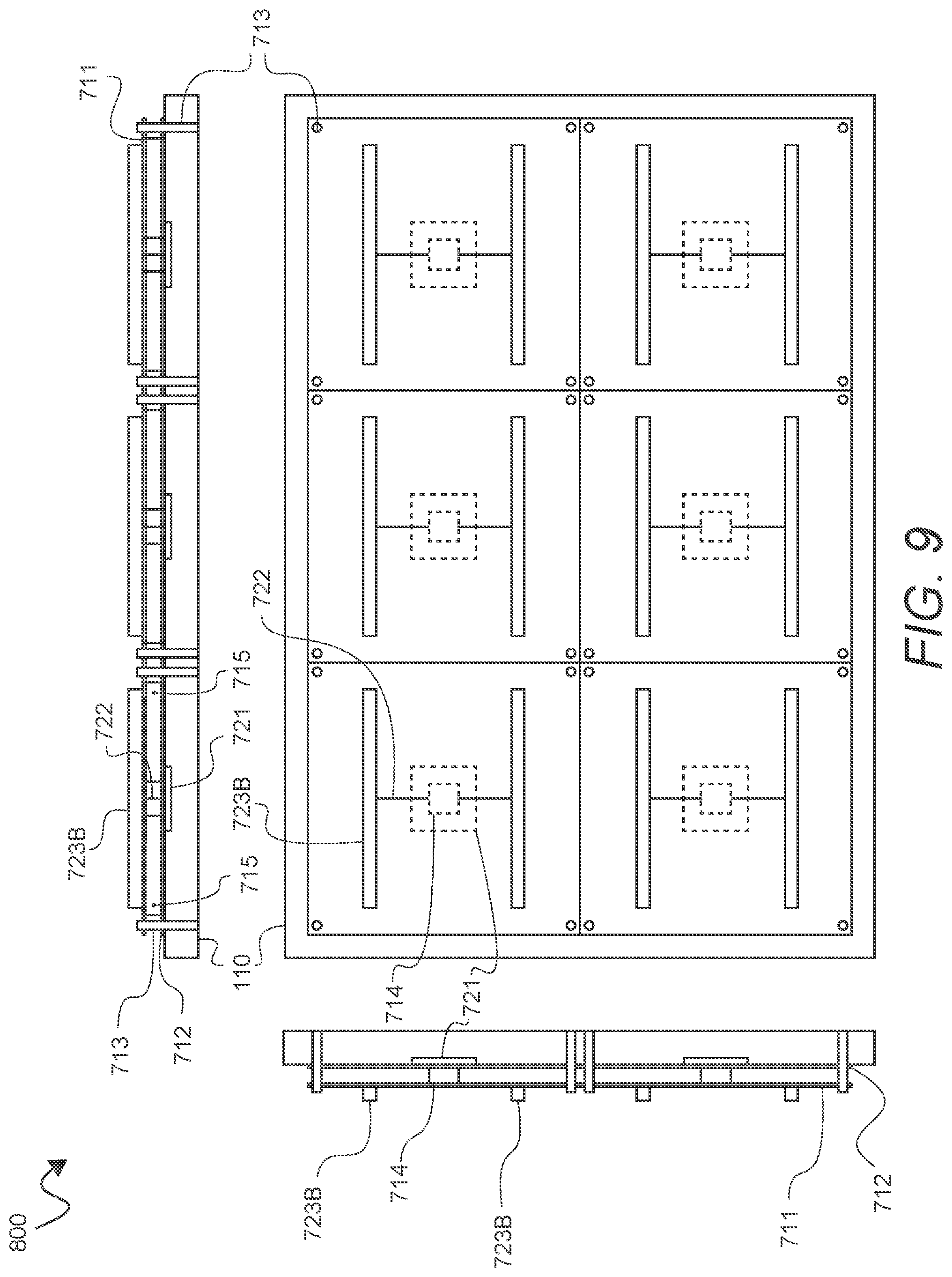 Patent US12480985 Figure 11 – Multiple tile two-layered motherboard tester