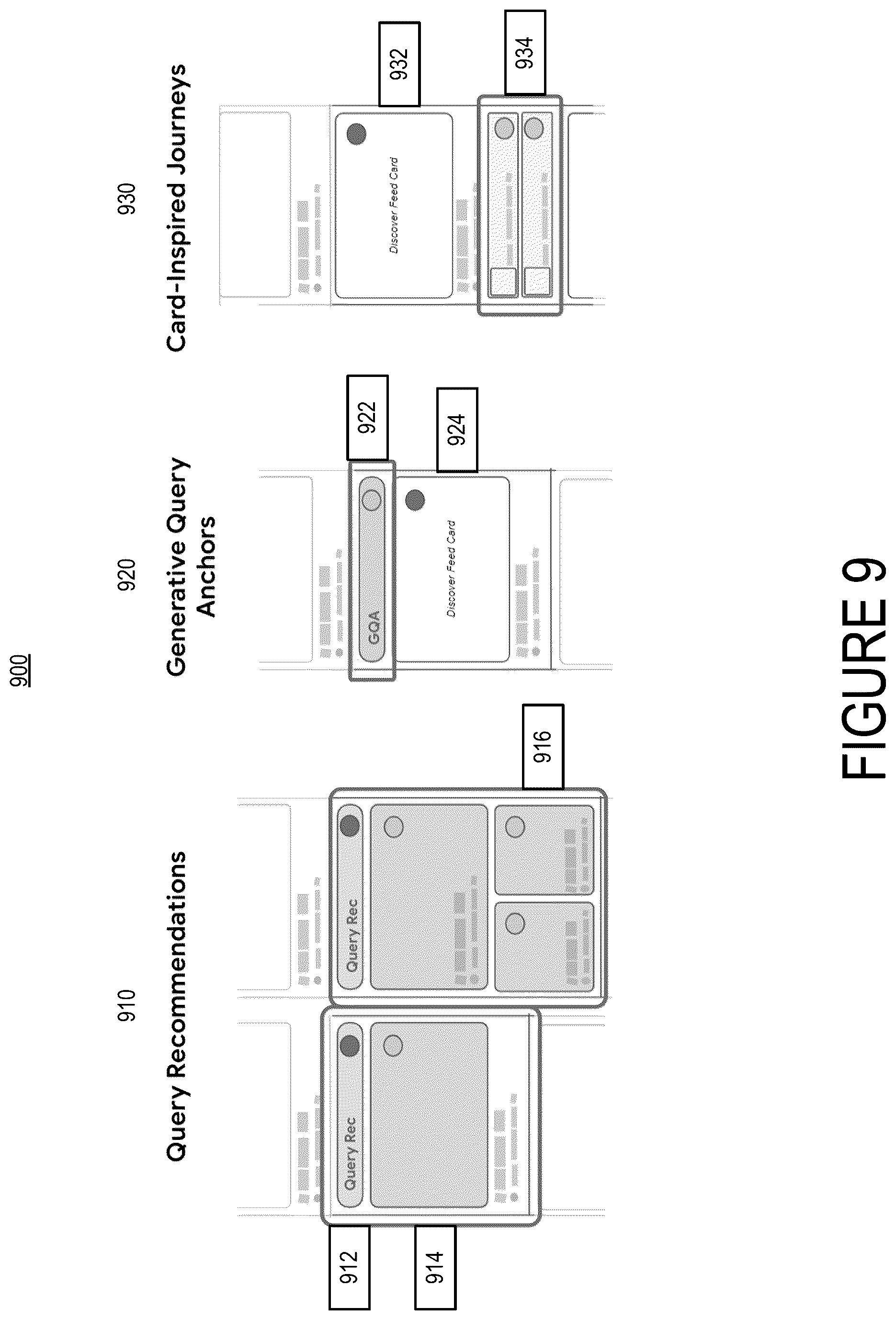 Patent US12488057 Figure 9 – Proactive query and content suggestion with generative model generated question and answer