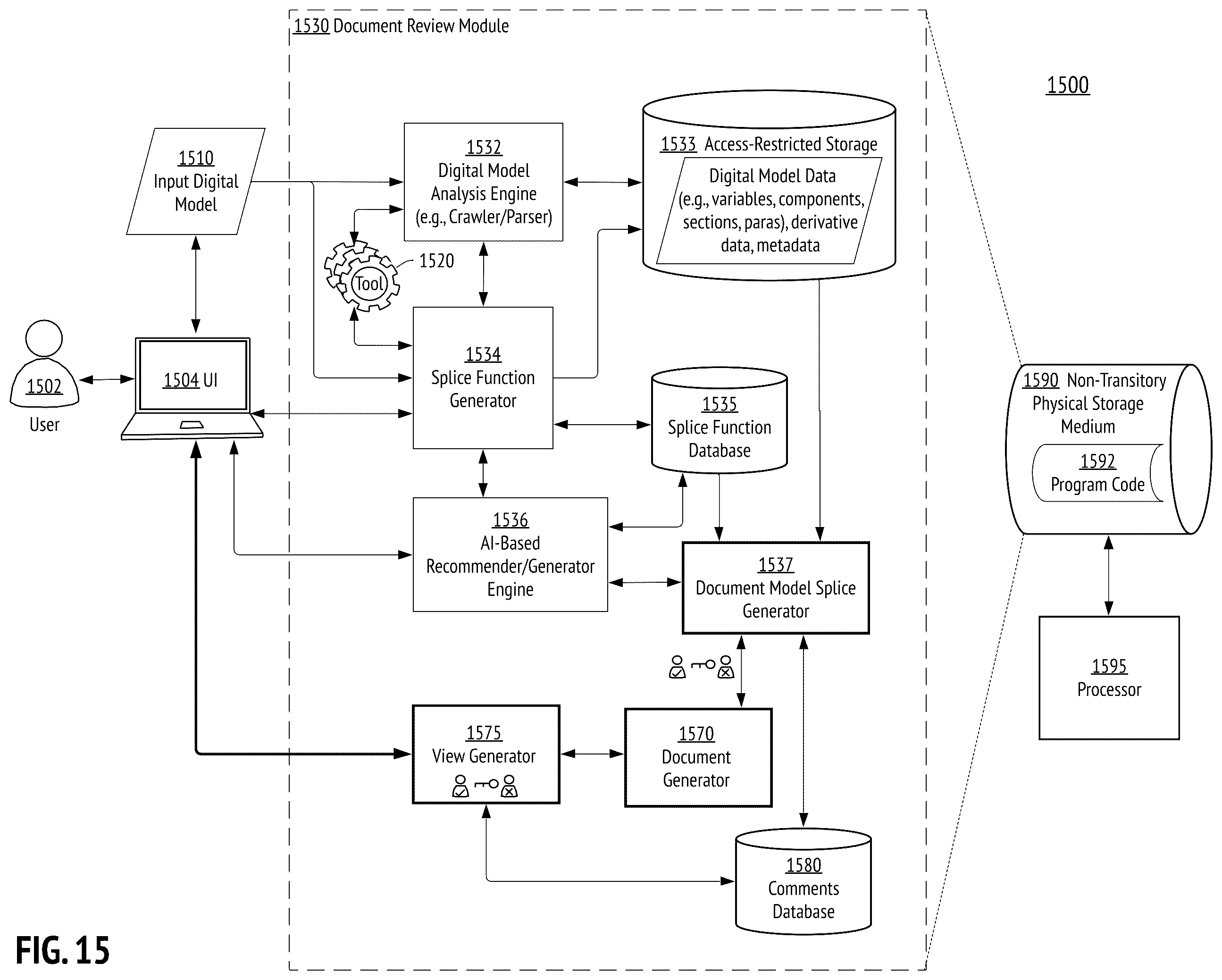 Patent US12488131 Figure 15 – Multimodal digital document interfaces for dynamic and collaborative reviews