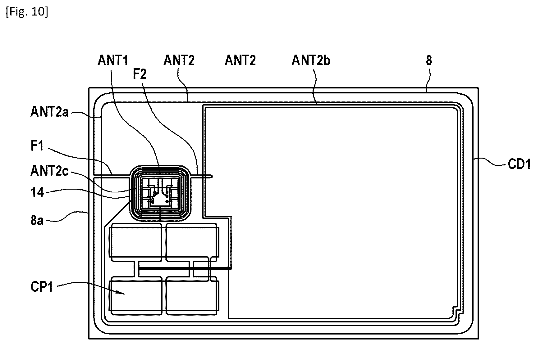 Patent US12488215 Figure 8 – Chip card with radio-frequency antennas
