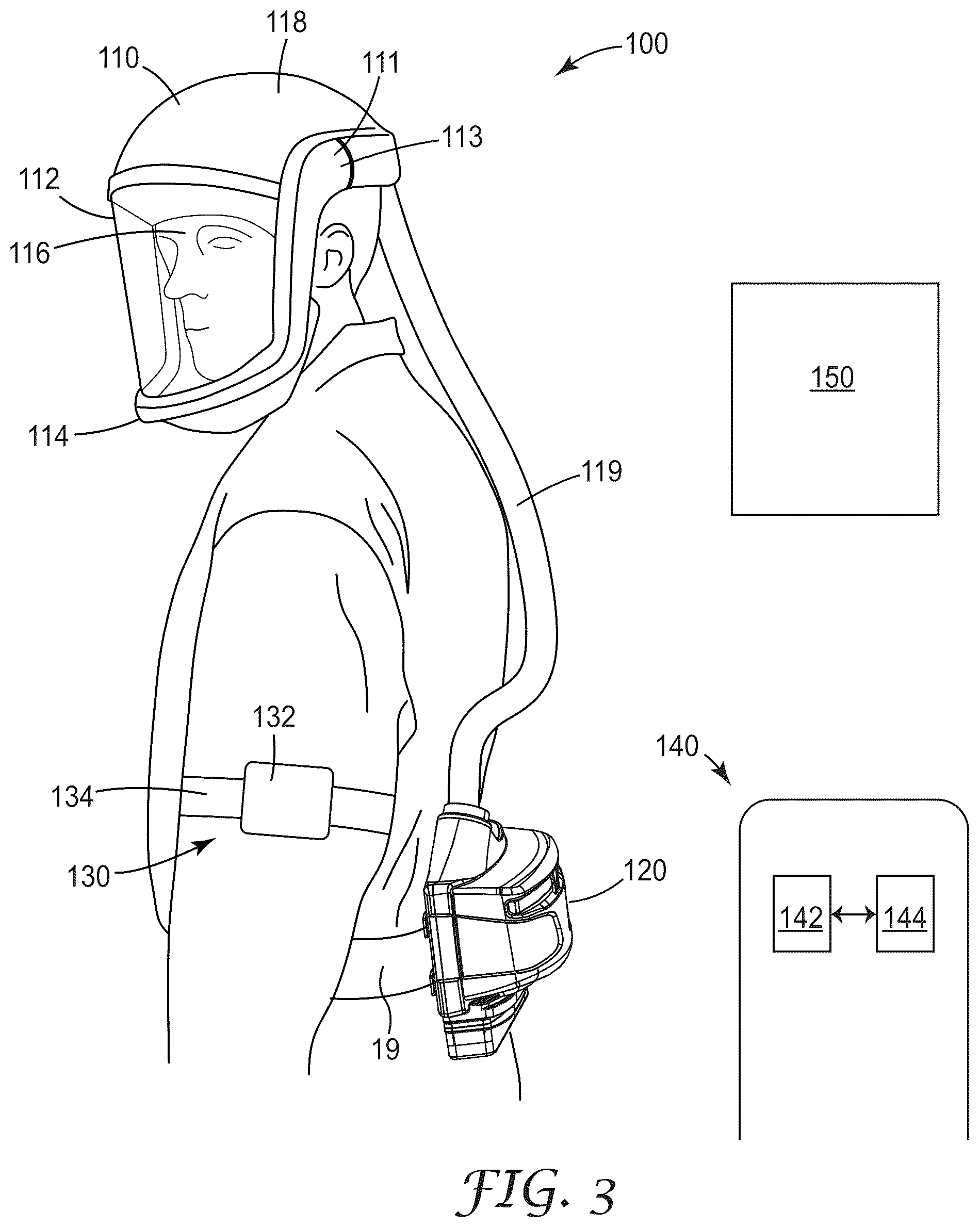 Patent US12488261 Figure 3 – Personal protective equipment system having analytics engine with integrated monitoring, alerting, and predictive safety event avoidance