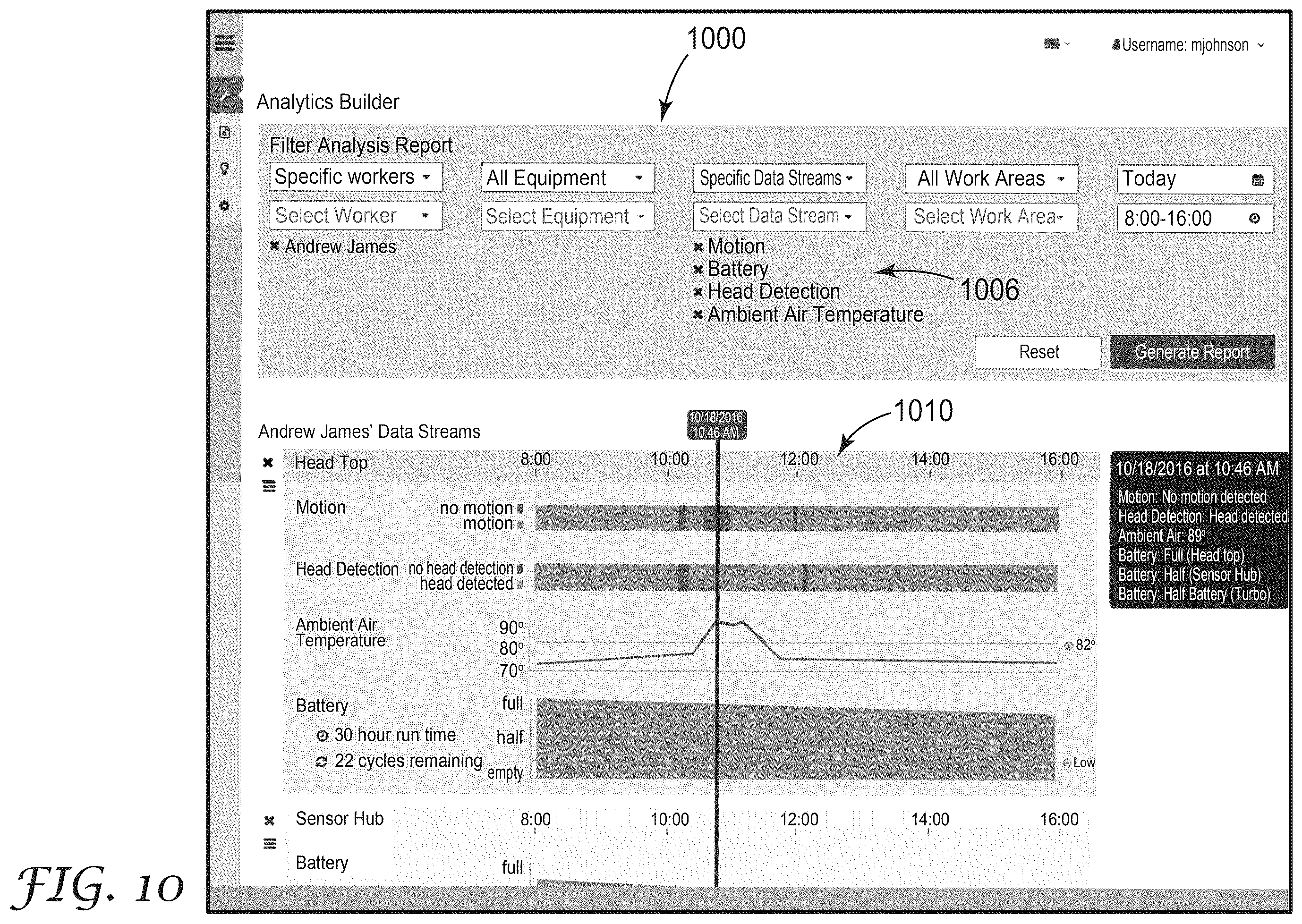 Patent US12488261 Figure 10 – Personal protective equipment system having analytics engine with integrated monitoring, alerting, and predictive safety event avoidance