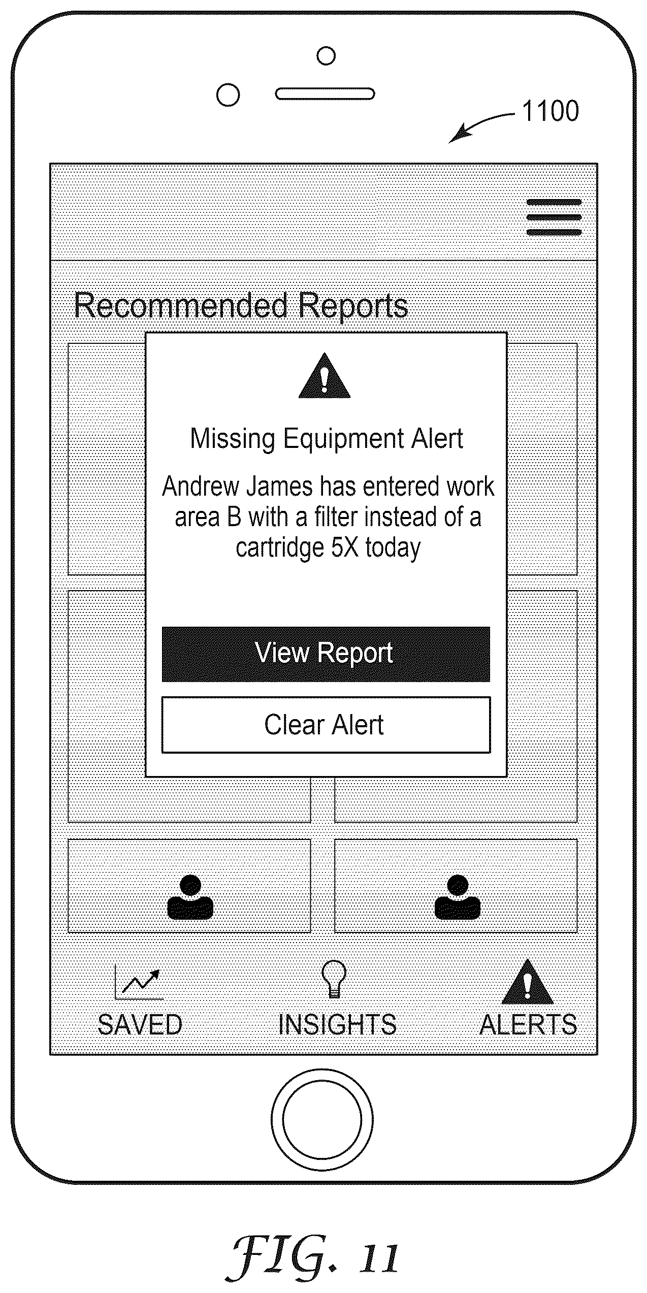 Patent US12488261 Figure 11 – Personal protective equipment system having analytics engine with integrated monitoring, alerting, and predictive safety event avoidance