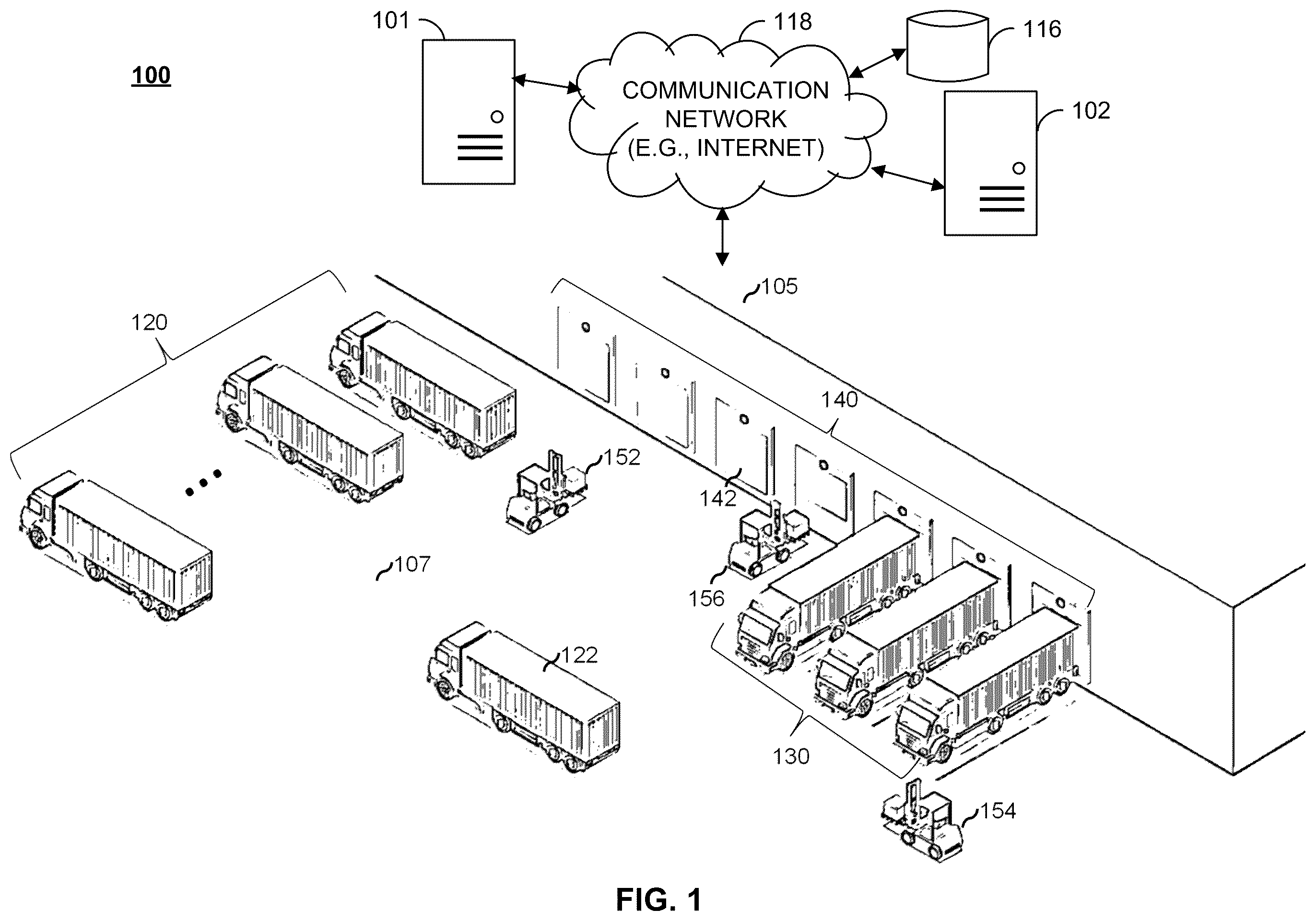 Patent US12488314 Figure 1 – System and method for trailer unload prioritization