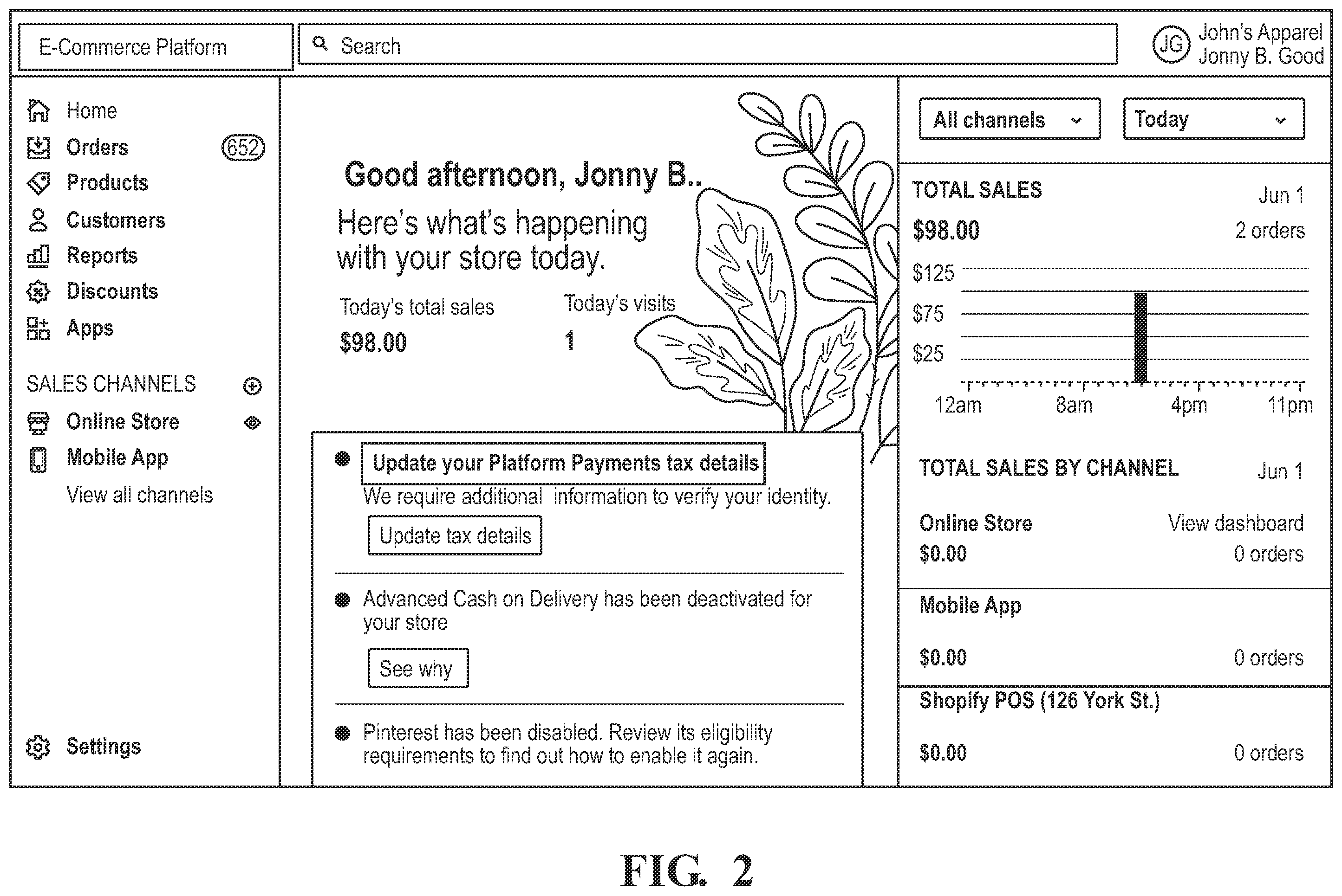 Patent US12488332 Figure 2 – E-commerce platform with tokenization system