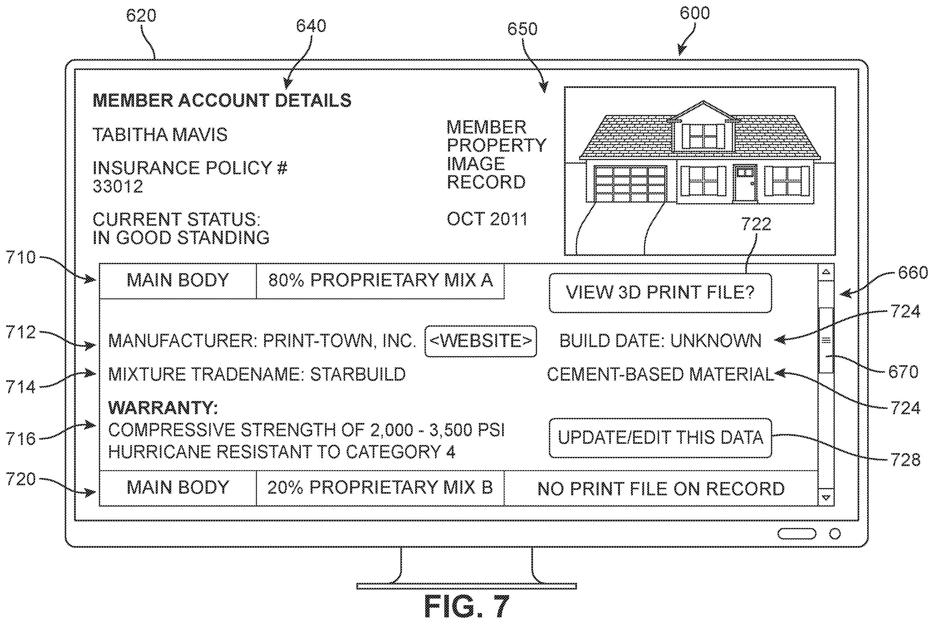 Patent US12488395 Figure 7 – System and method for verifying 3D printed structural damage claims