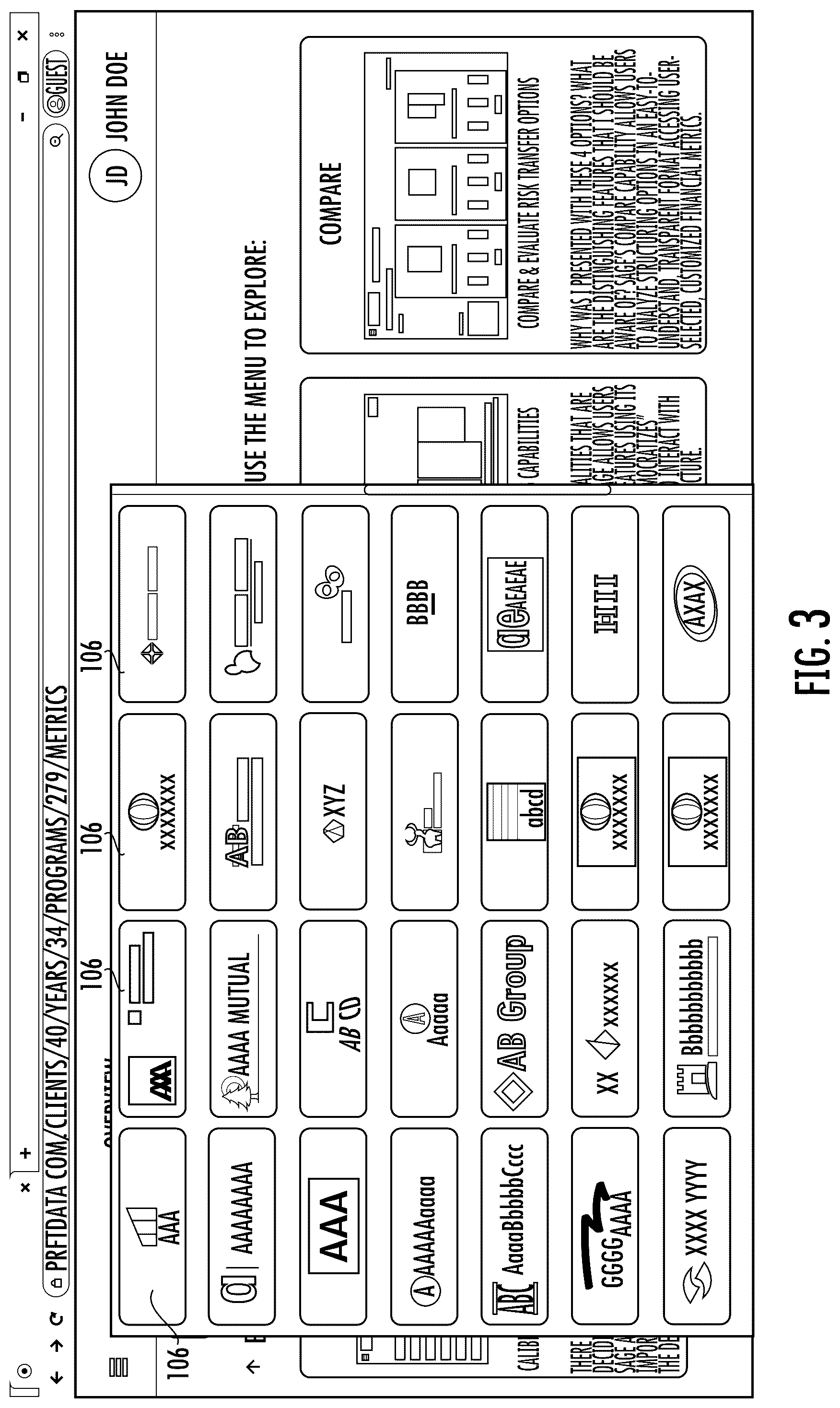 Patent US12488398 Figure 3 – Systems and methods for custom and real-time visualization, comparison and analysis of insurance and reinsurance structures