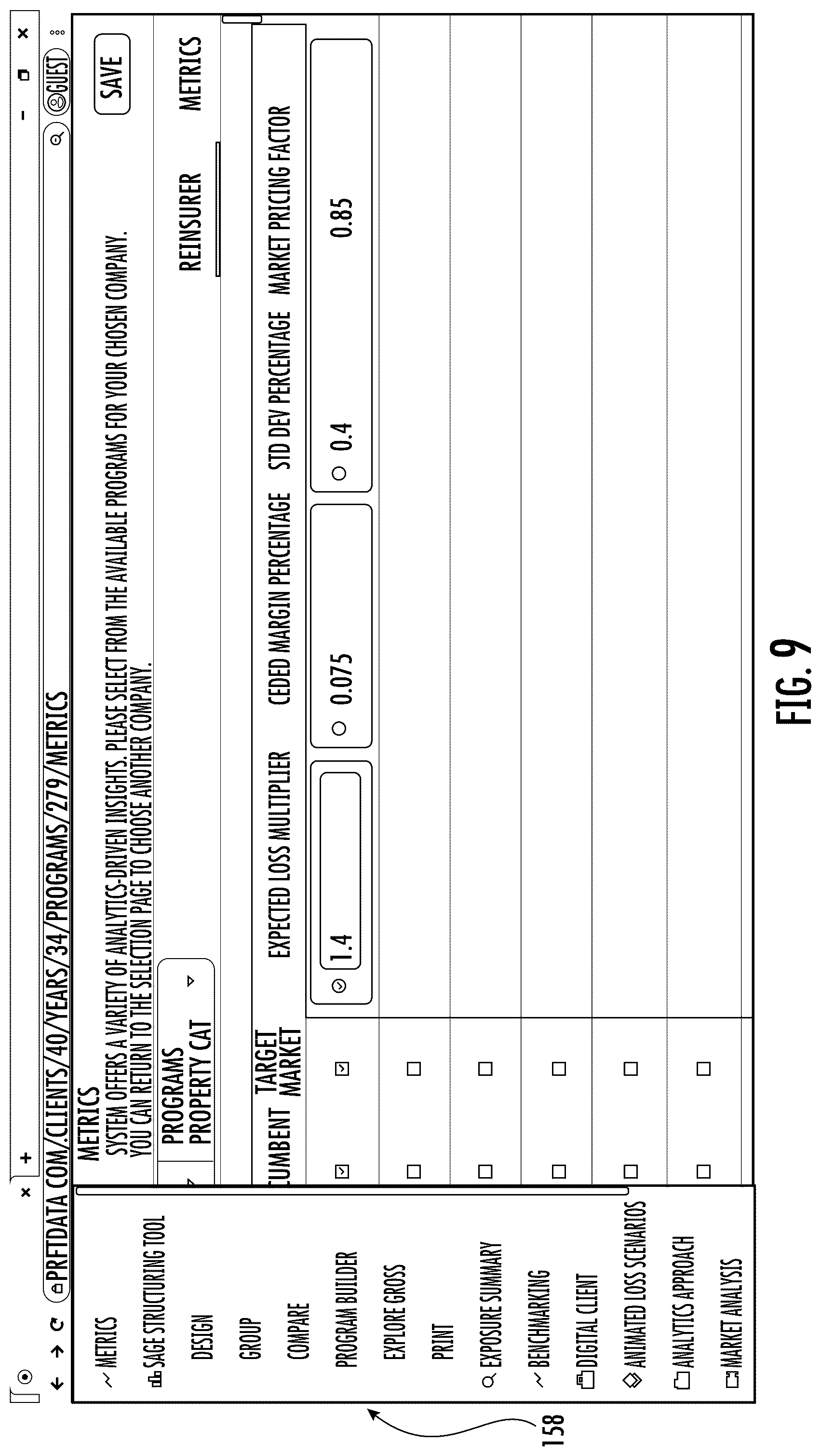 Patent US12488398 Figure 9 – Systems and methods for custom and real-time visualization, comparison and analysis of insurance and reinsurance structures