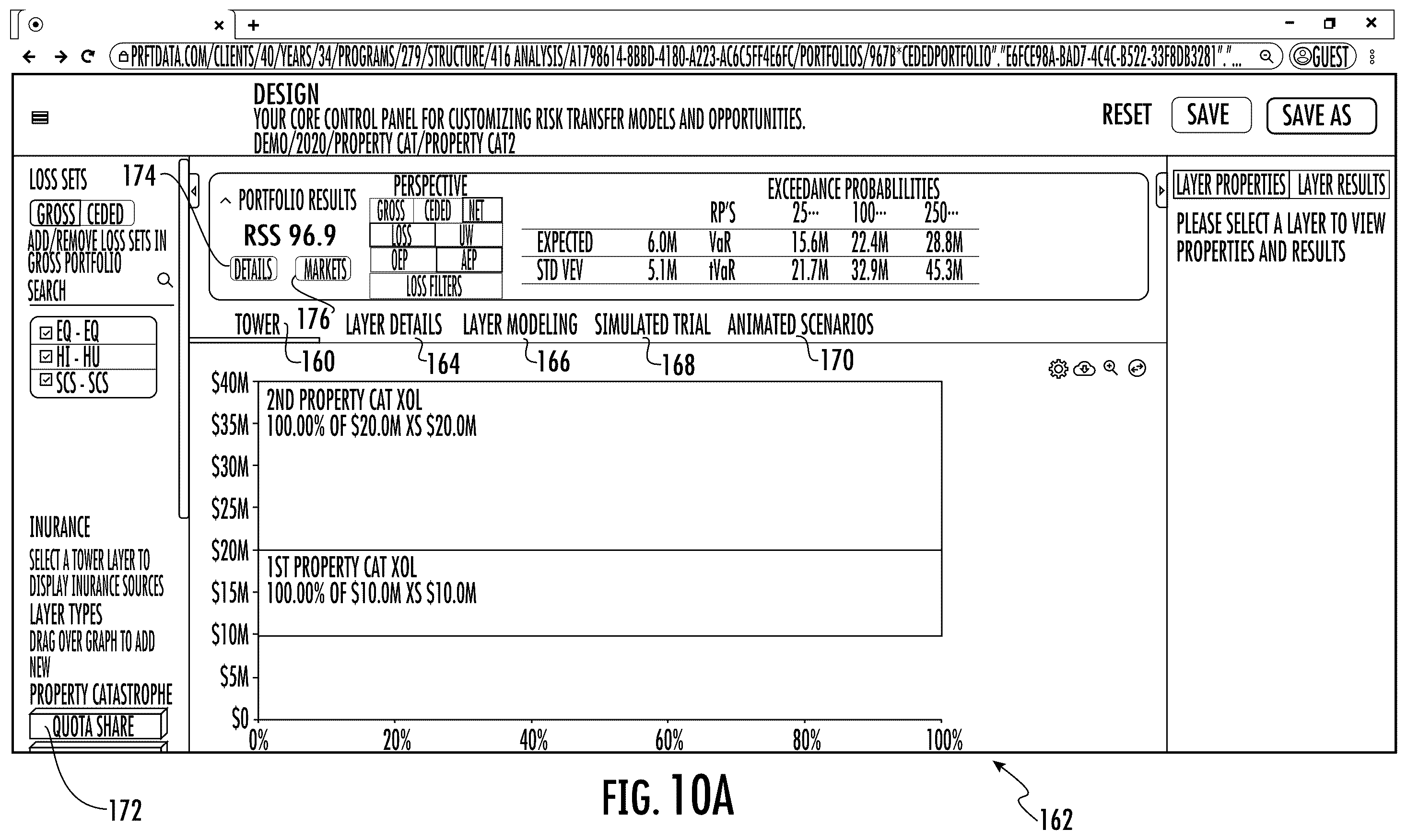 Patent US12488398 Figure 10 – Systems and methods for custom and real-time visualization, comparison and analysis of insurance and reinsurance structures