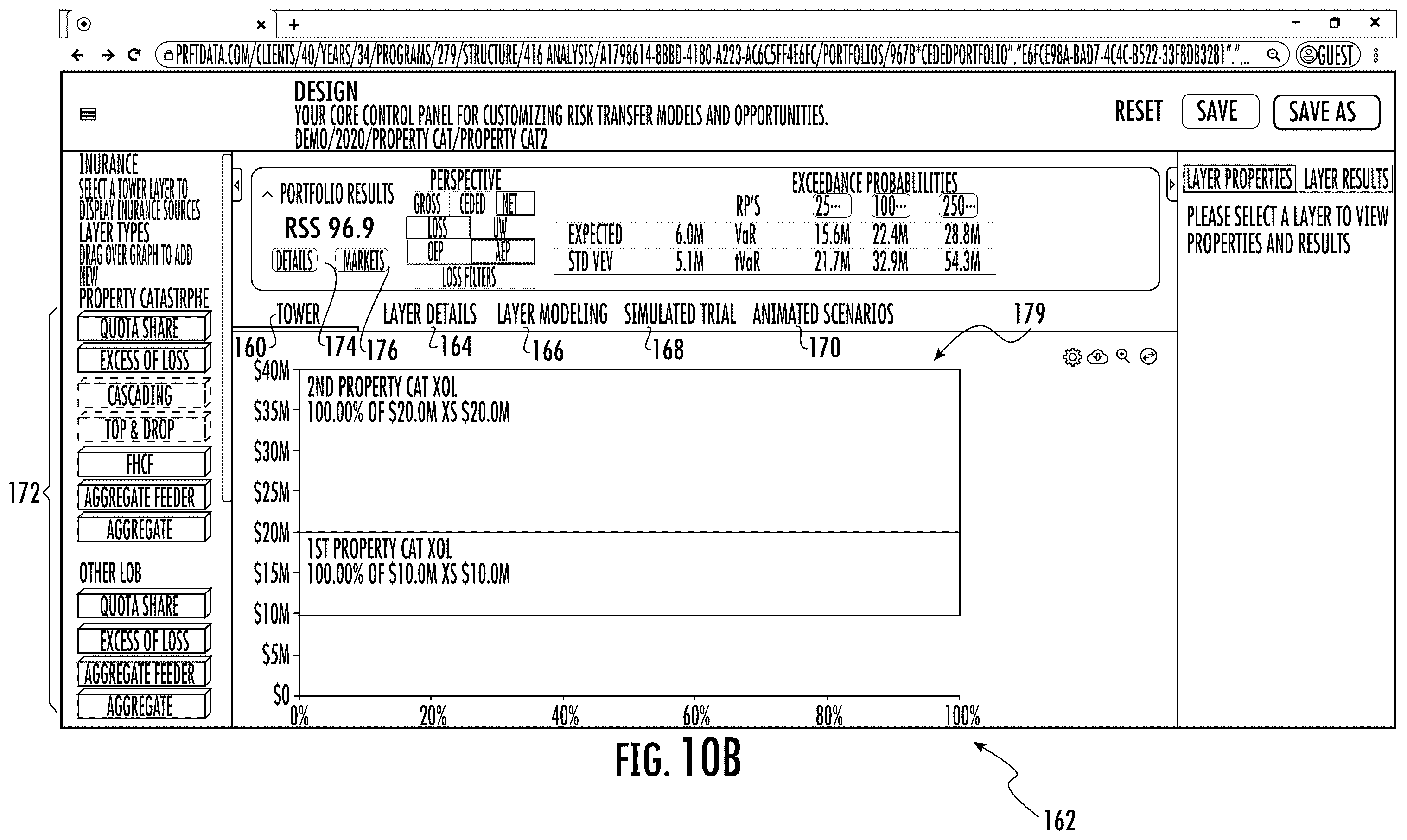 Patent US12488398 Figure 11 – Systems and methods for custom and real-time visualization, comparison and analysis of insurance and reinsurance structures