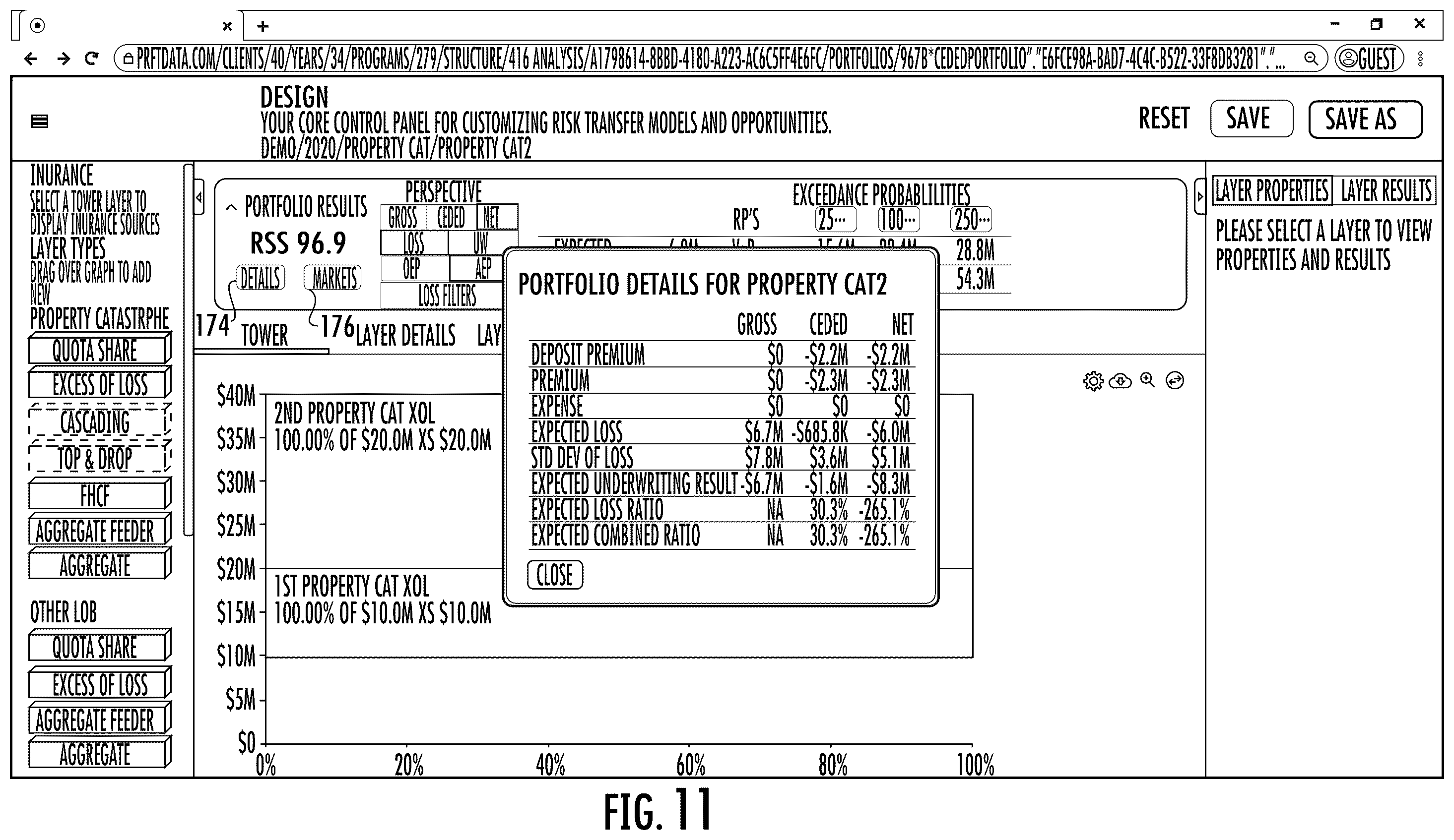 Patent US12488398 Figure 12 – Systems and methods for custom and real-time visualization, comparison and analysis of insurance and reinsurance structures