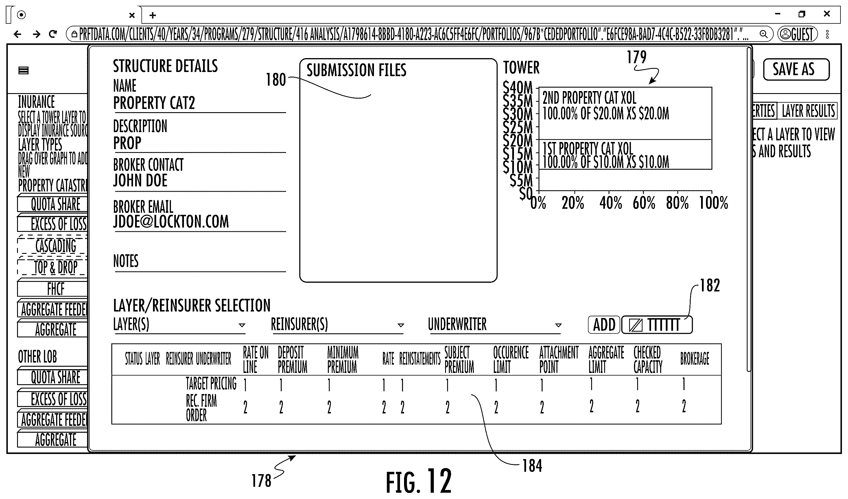 Patent US12488398 Figure 13 – Systems and methods for custom and real-time visualization, comparison and analysis of insurance and reinsurance structures