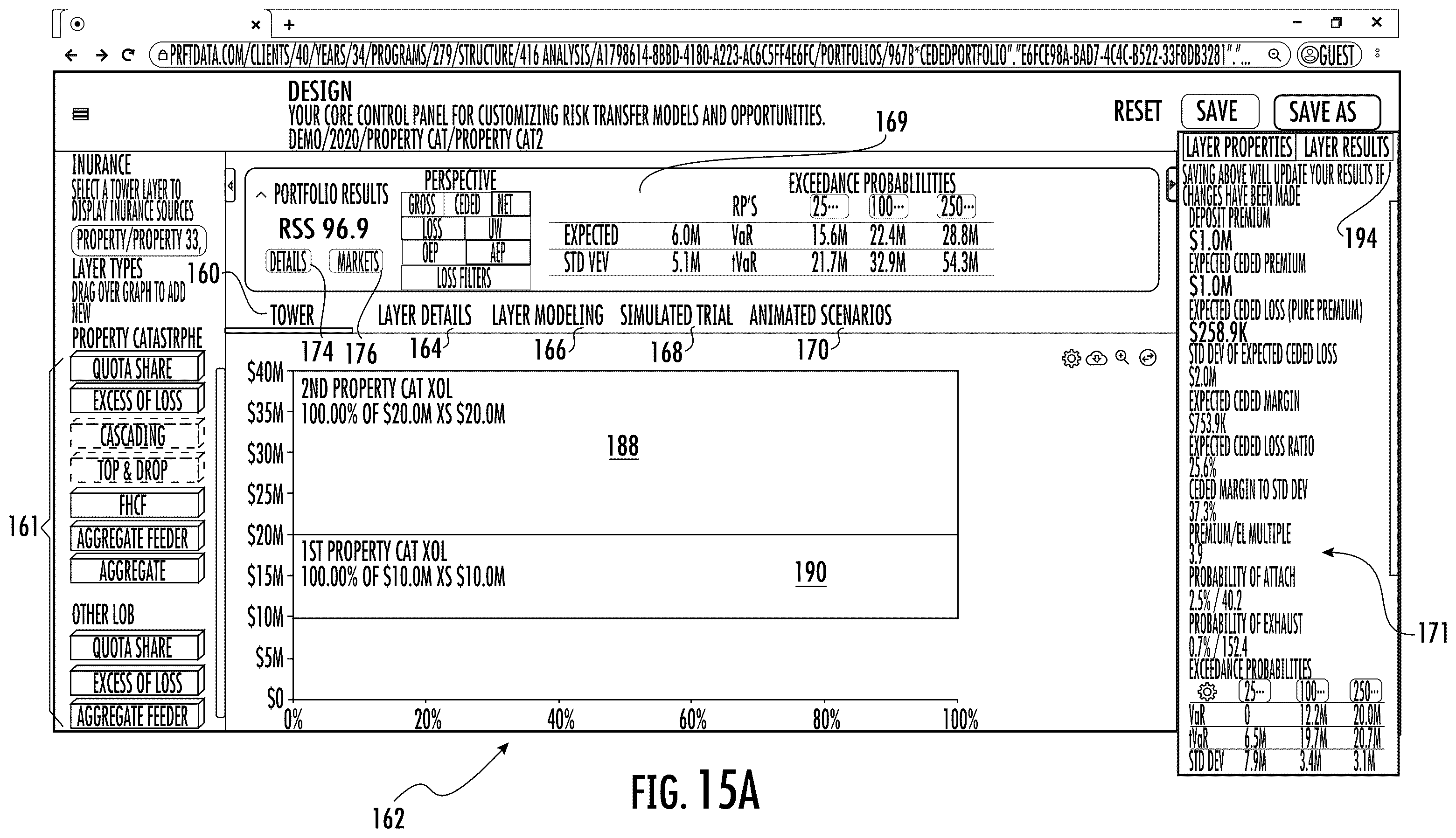 Patent US12488398 Figure 16 – Systems and methods for custom and real-time visualization, comparison and analysis of insurance and reinsurance structures