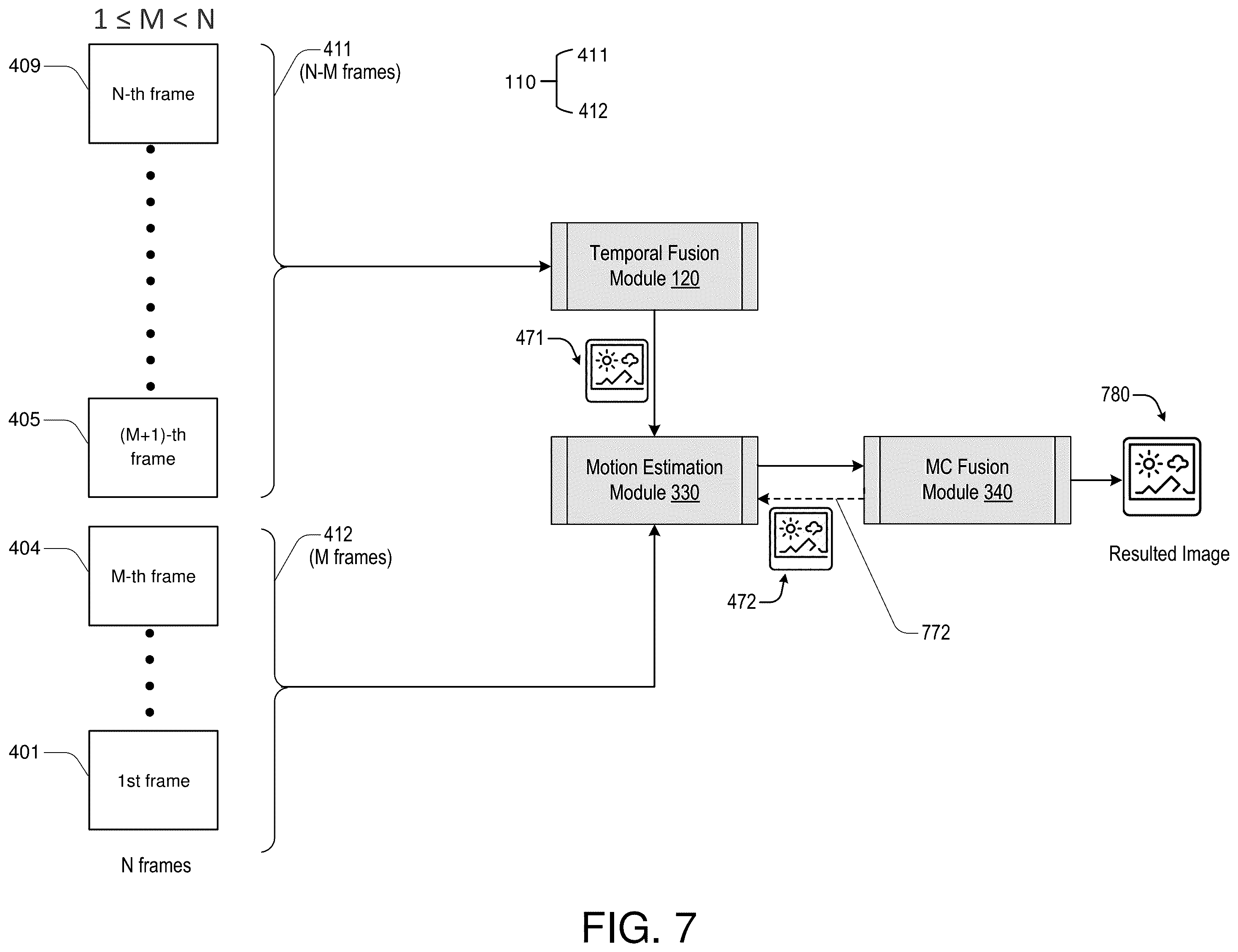 Patent US12488433 Figure 7 – Image noise and blurriness reduction