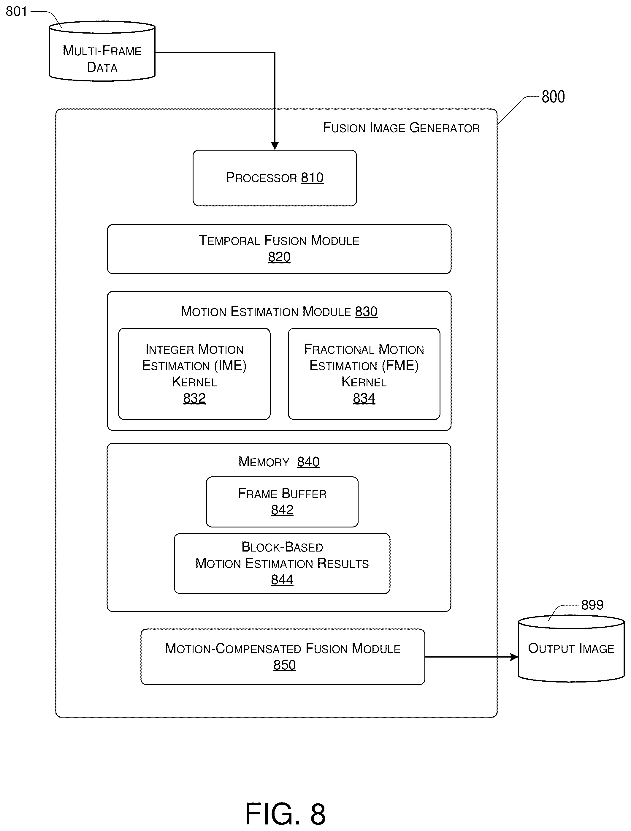 Patent US12488433 Figure 8 – Image noise and blurriness reduction