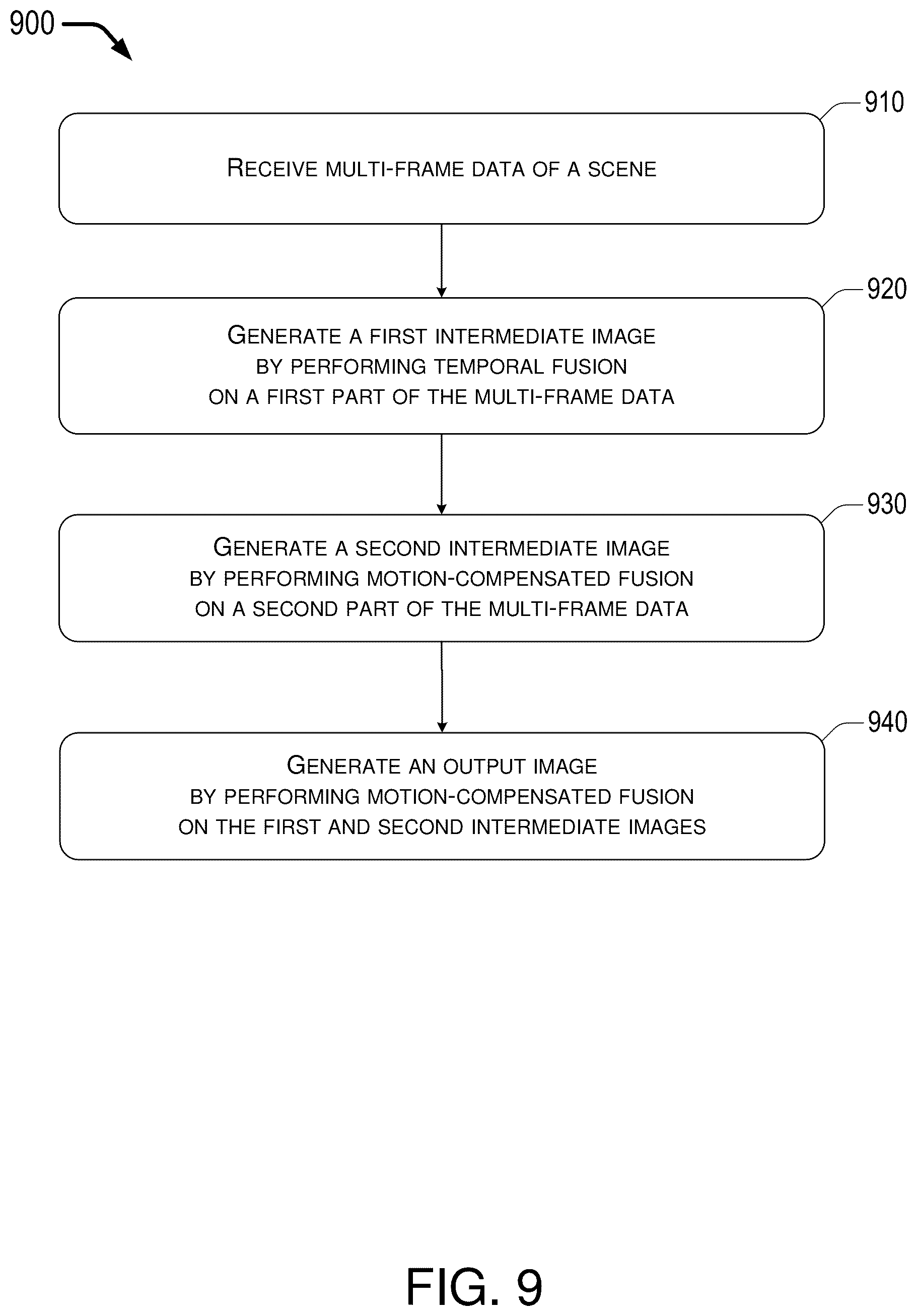 Patent US12488433 Figure 9 – Image noise and blurriness reduction