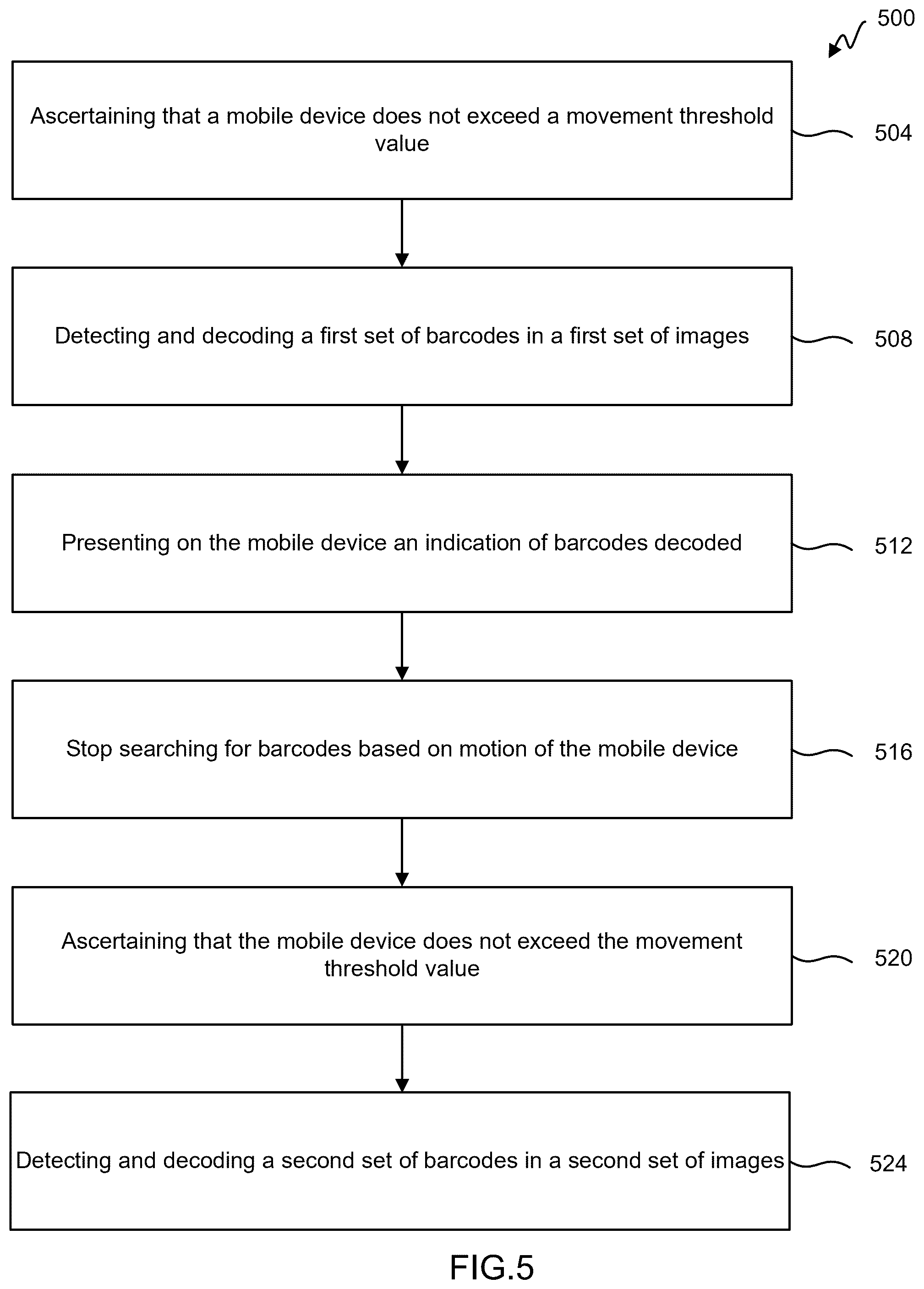 Patent US12488473 Figure 5 – Multi-barcode detection in a real scene using interface enhancement based on user input